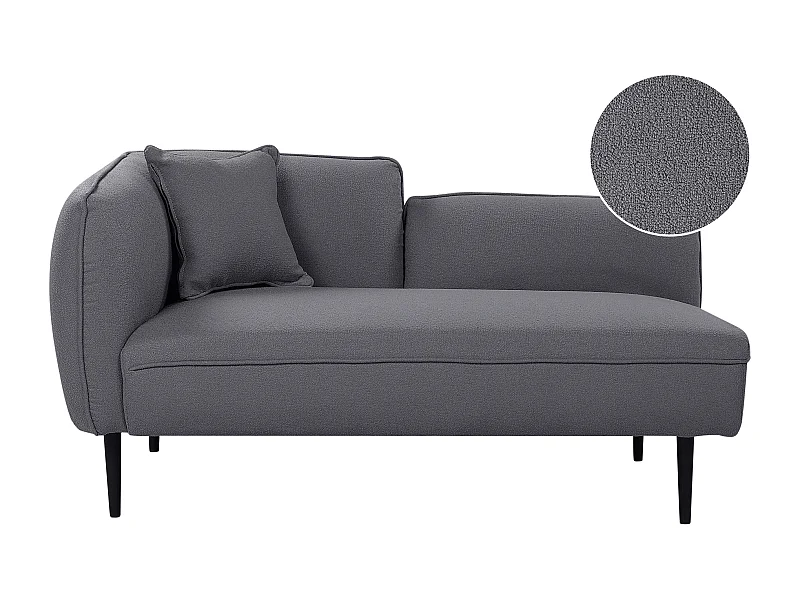 Chaiselongue Bouclé grau linksseitig mit Kissen Metallgestell modern Chevannes