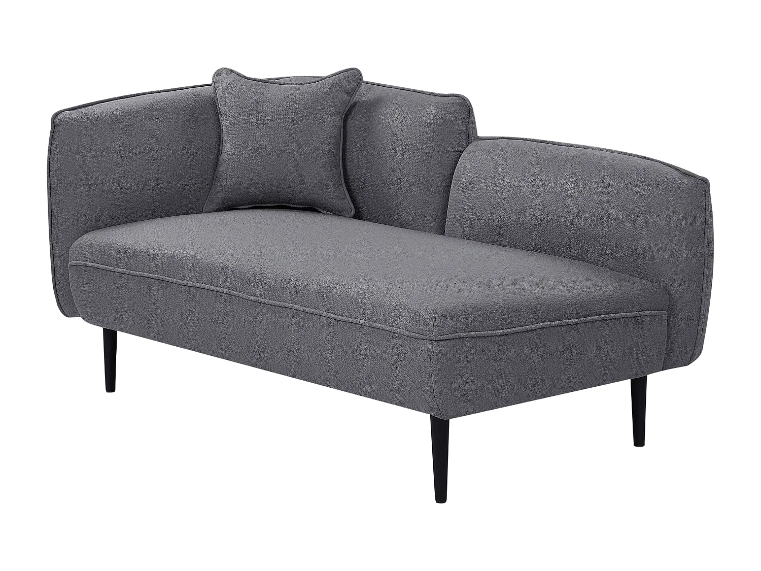 Chaiselongue Bouclé grau linksseitig mit Kissen Metallgestell modern Chevannes