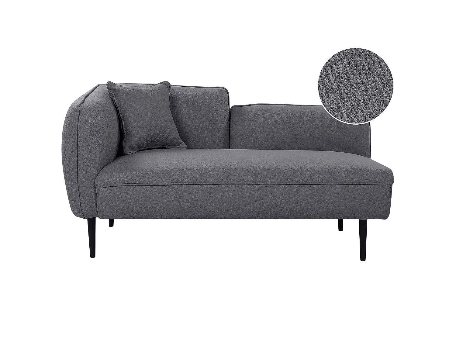 Chaise longue côté gauche CHEVANNES Bouclé Gris foncé