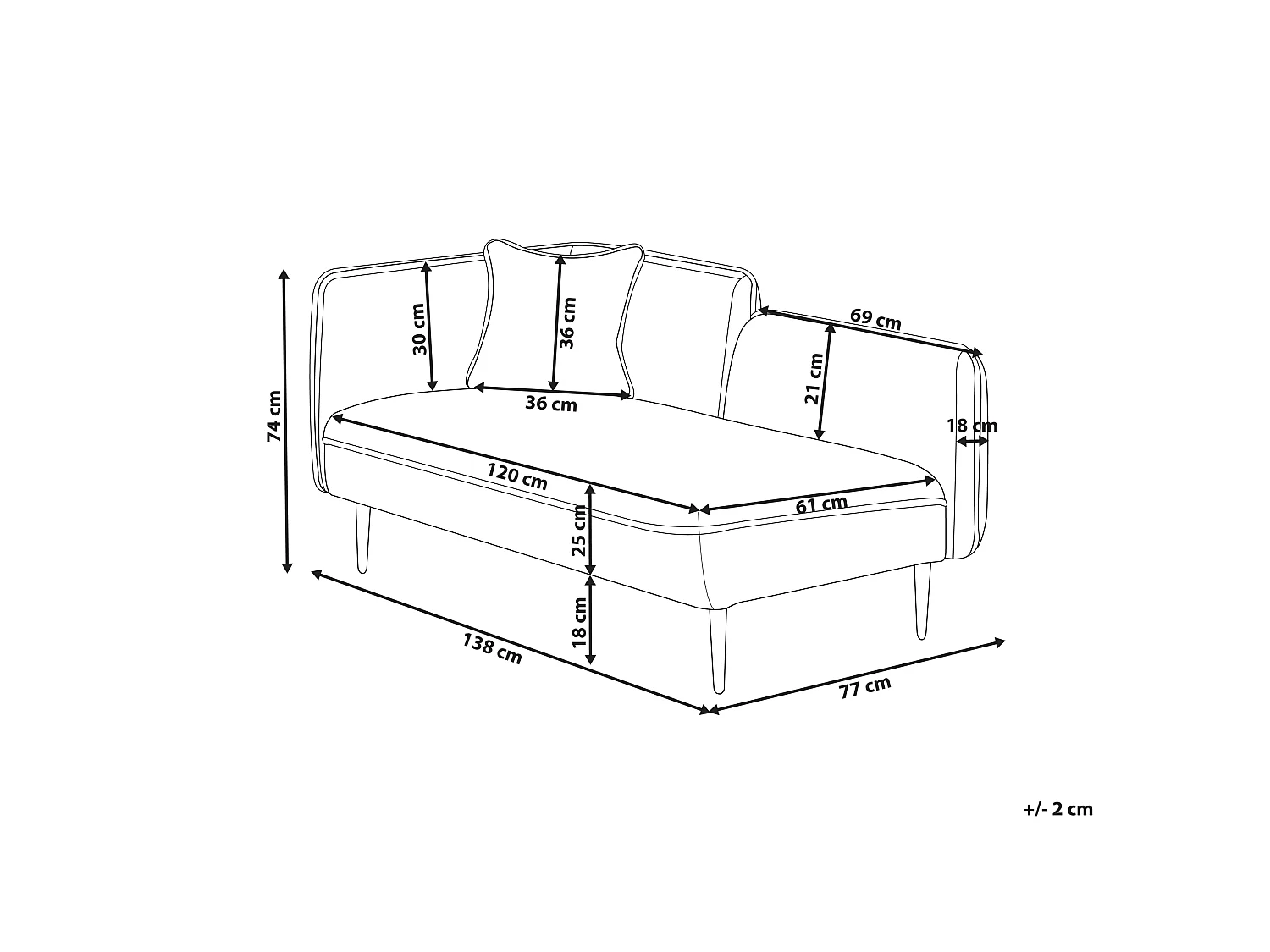 Chaise longue côté gauche CHEVANNES Bouclé Gris foncé