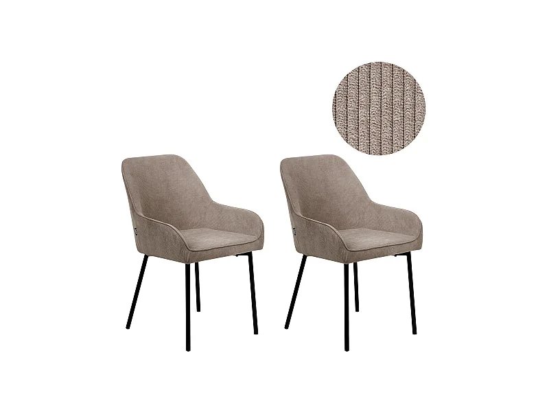 Lot de 2 chaises de salle à manger LOVERNA Velours côtelé Beige