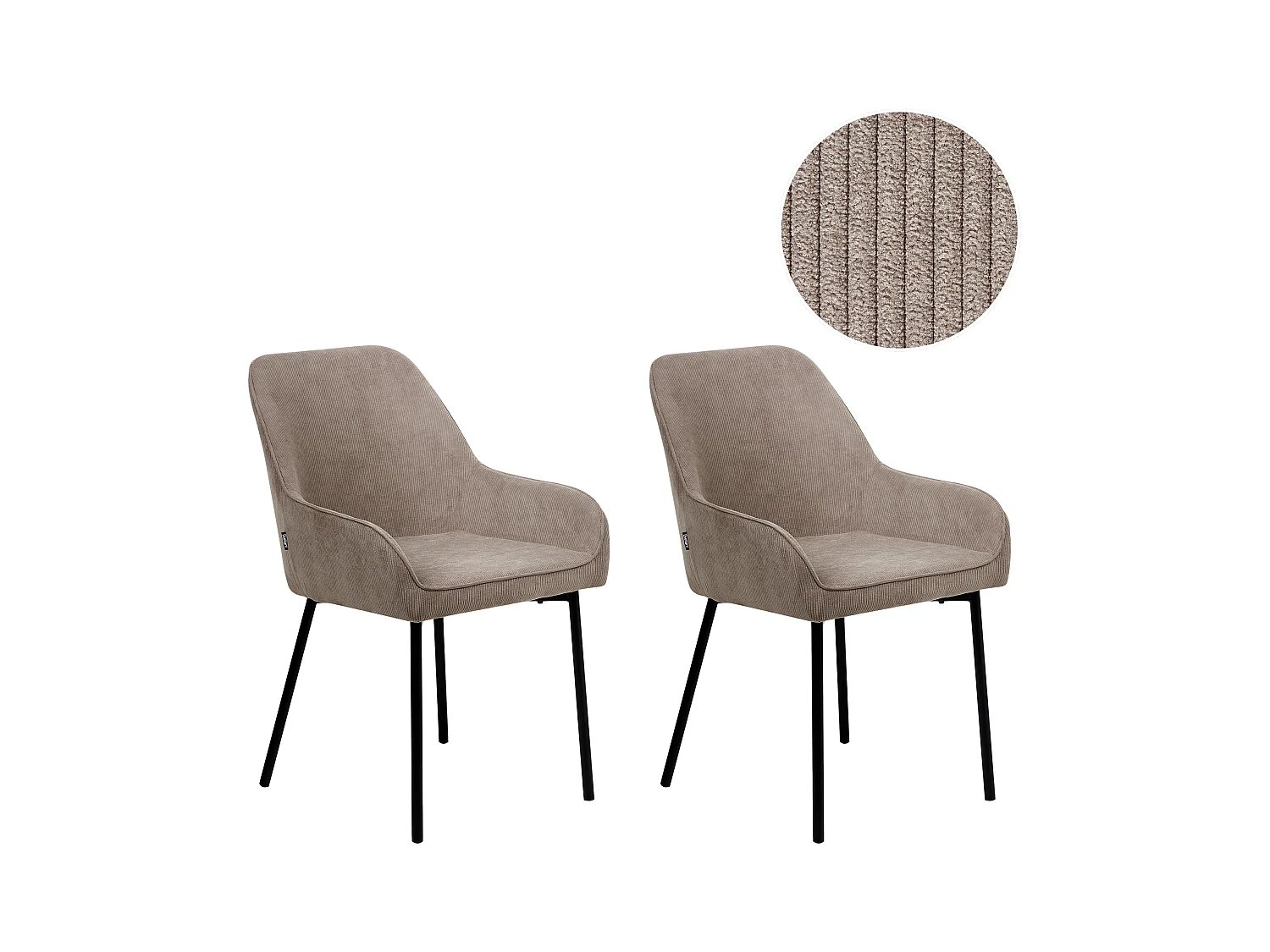 Lot de 2 chaises de salle à manger LOVERNA Velours côtelé Beige