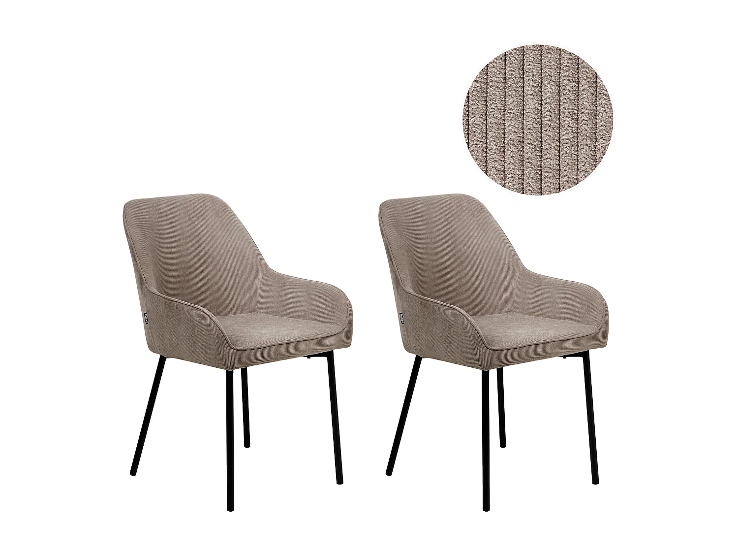 Lot de 2 chaises de salle à manger LOVERNA Velours côtelé Beige