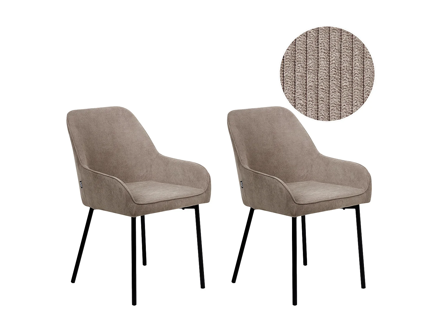 Esszimmerstuhl 2er Set LOVERNA Cord Beige