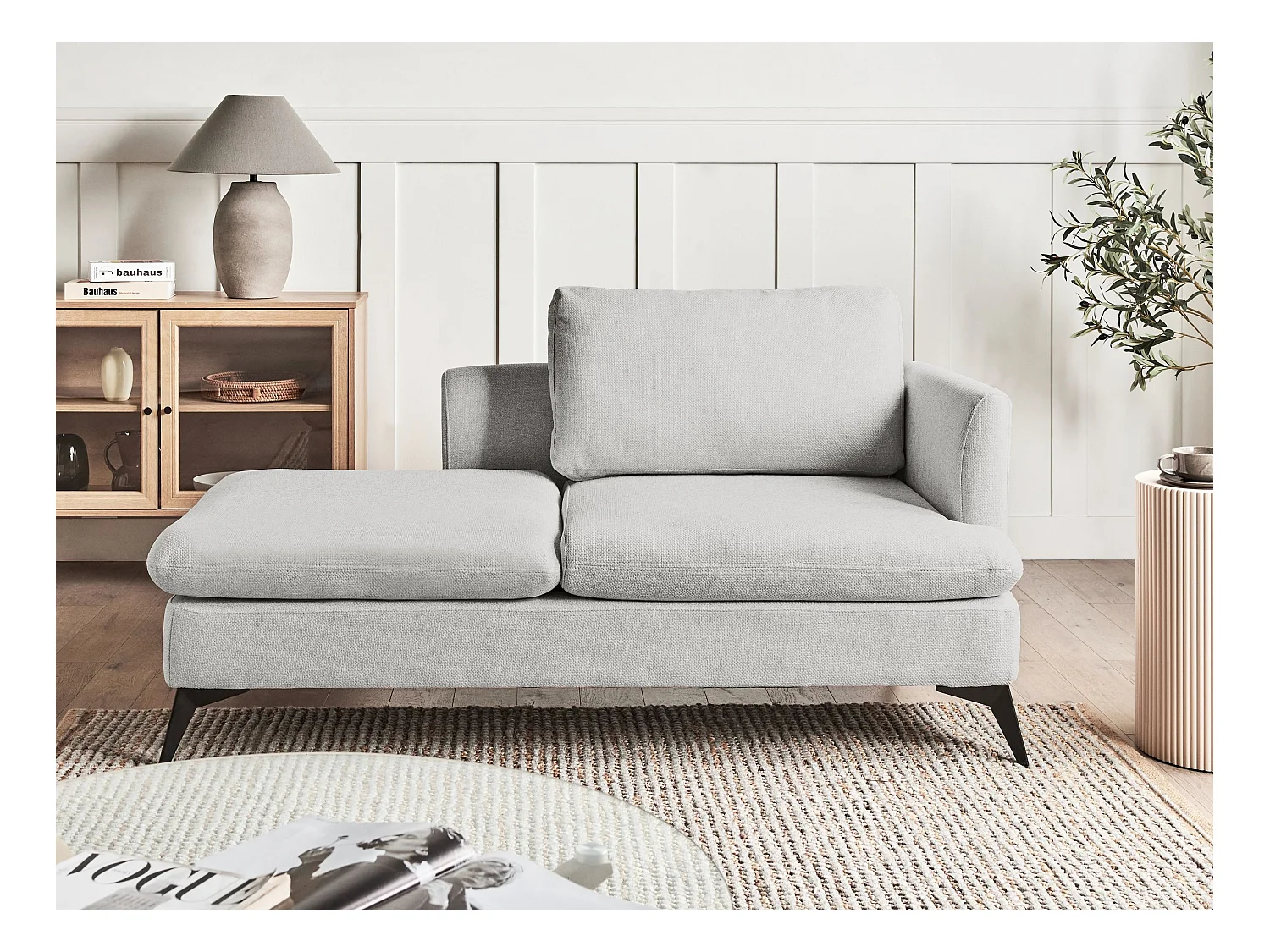 Rechtszijdige chaise longue SIEVOZ Stof Lichtgrijs