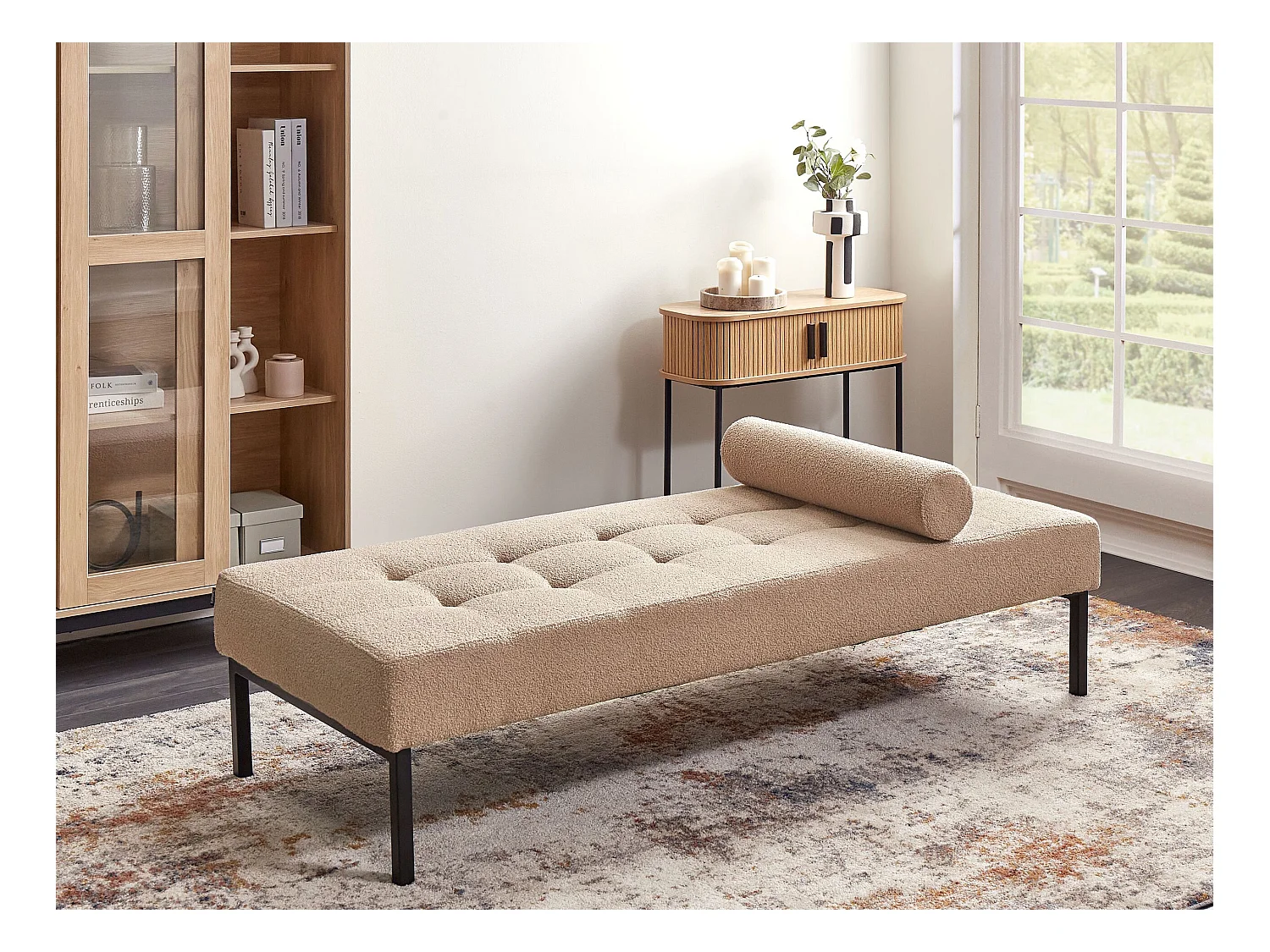 Chaise longue CHINON Bouclé Beige