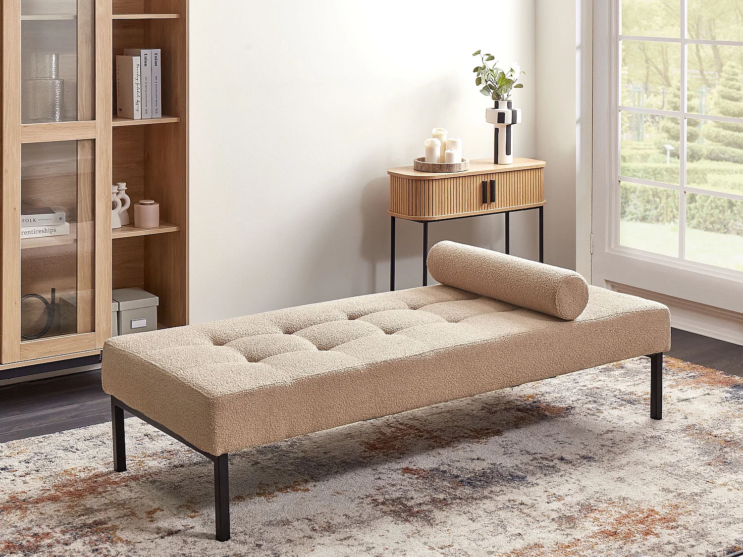 Chaise longue CHINON Bouclé Beige