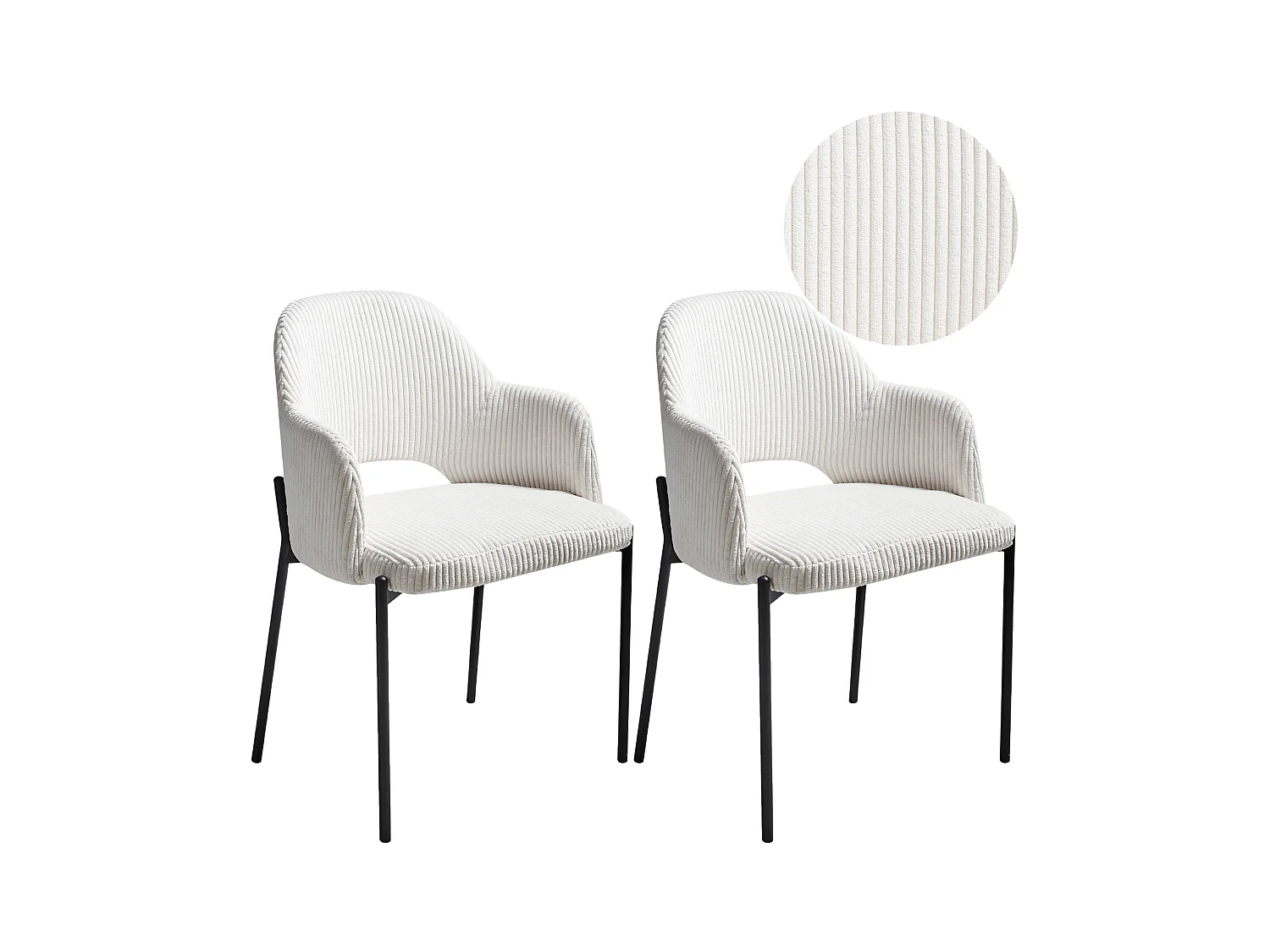 Esszimmerstuhl 2er Set RATON Cord Cremeweiss