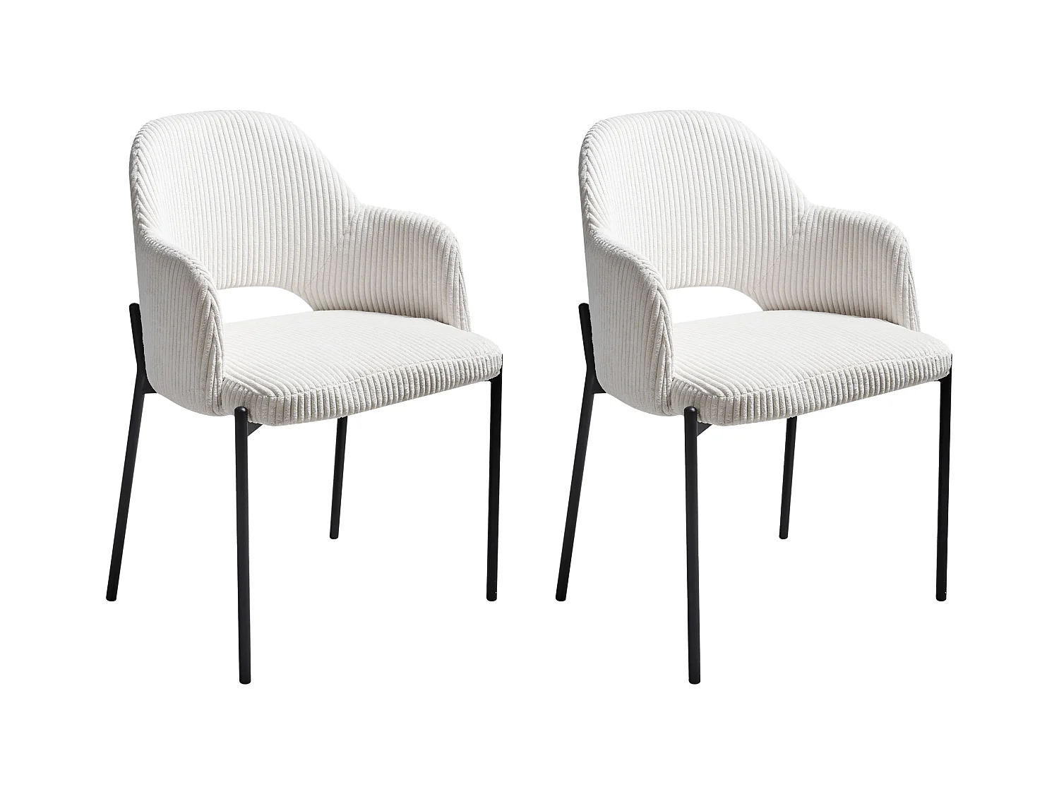 Esszimmerstuhl 2er Set RATON Cord Cremeweiss