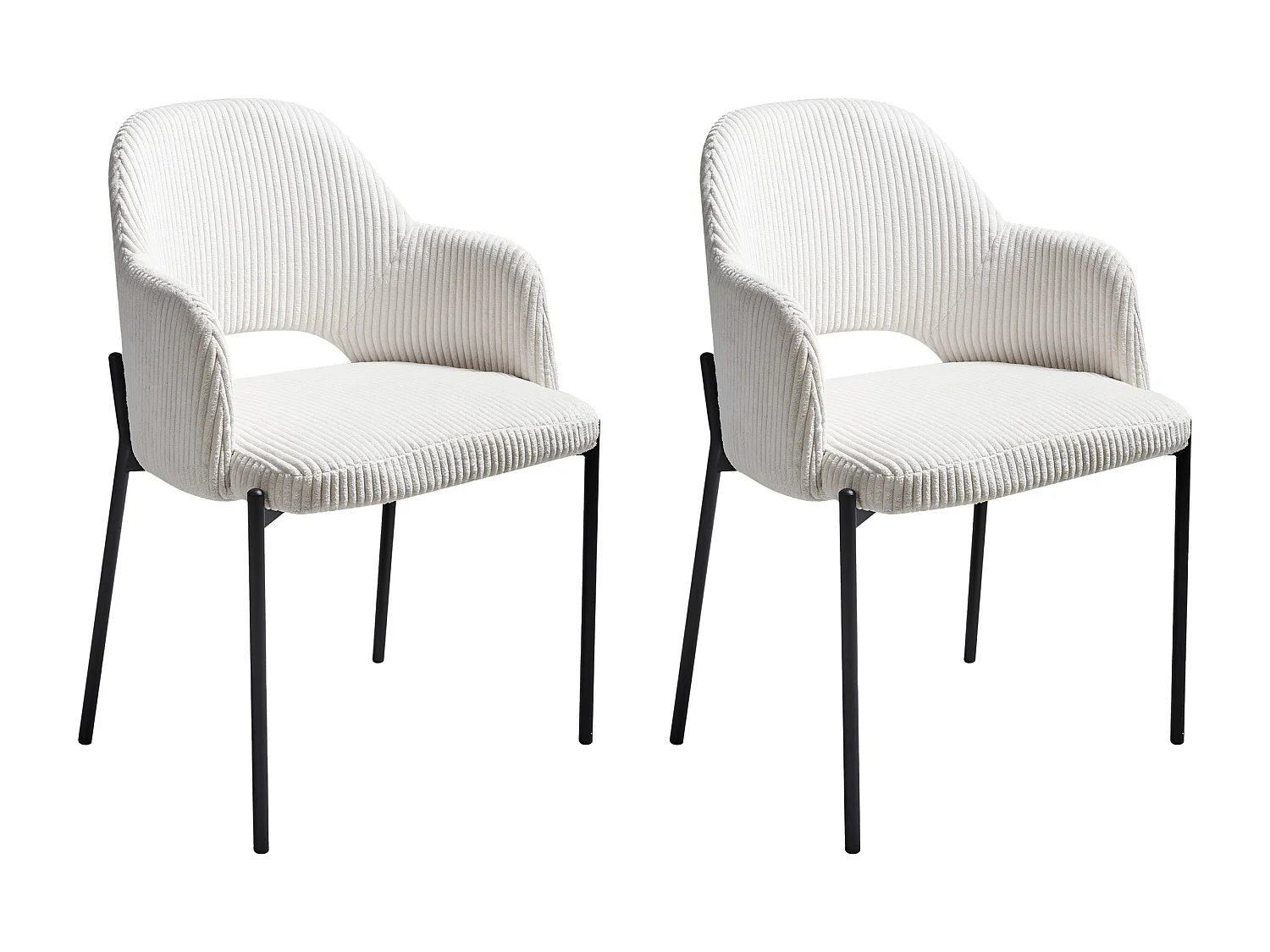 Lot de 2 chaises de salle à manger RATON Velours côtelé Blanc cassé