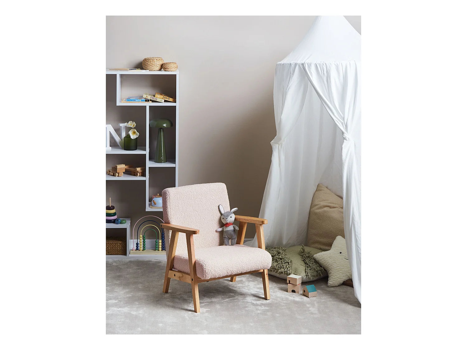 Kindersessel Bouclé pastellrosa LINDE