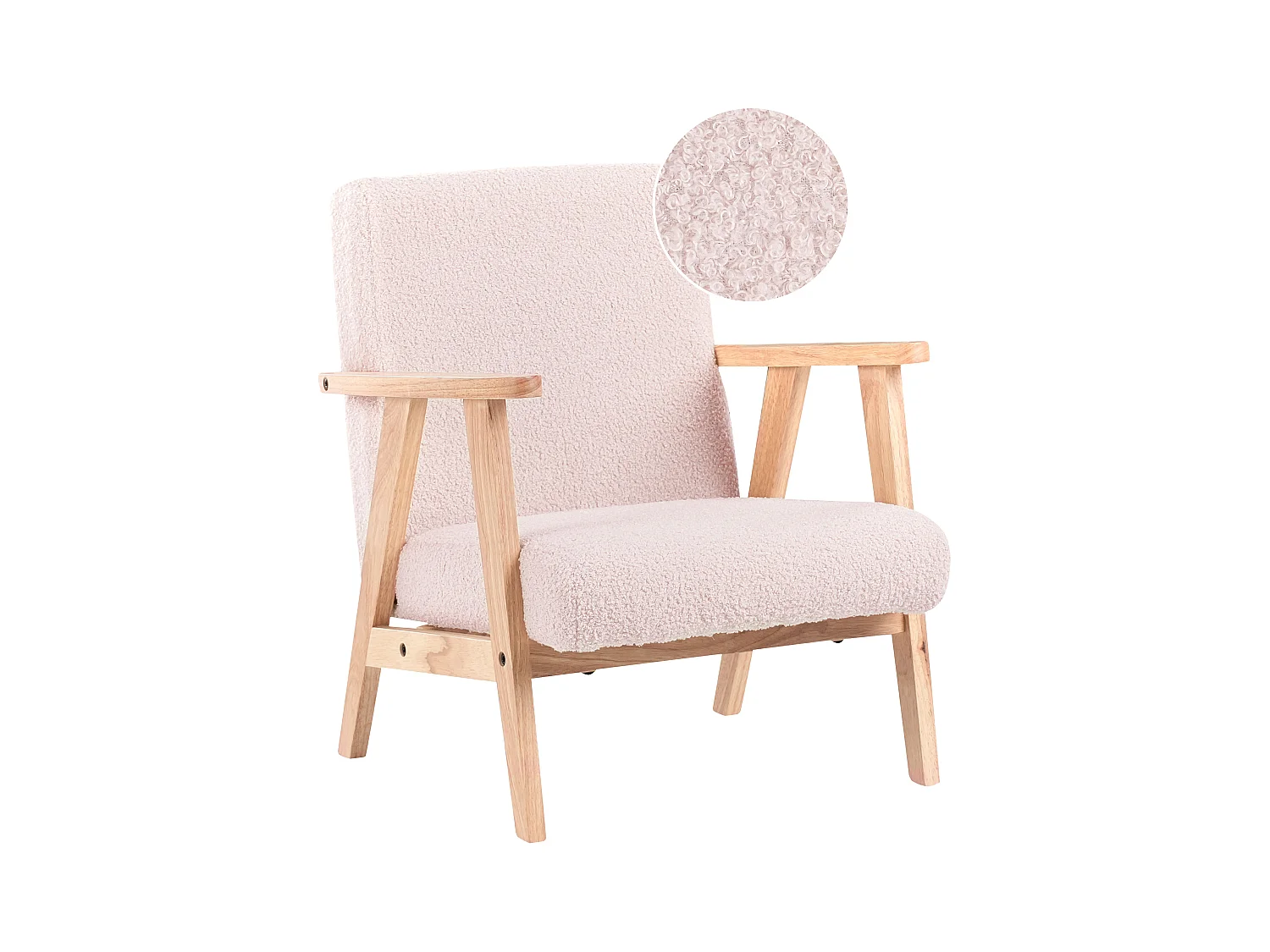 Fauteuil pour enfants LINDE Bouclé Rose pastel