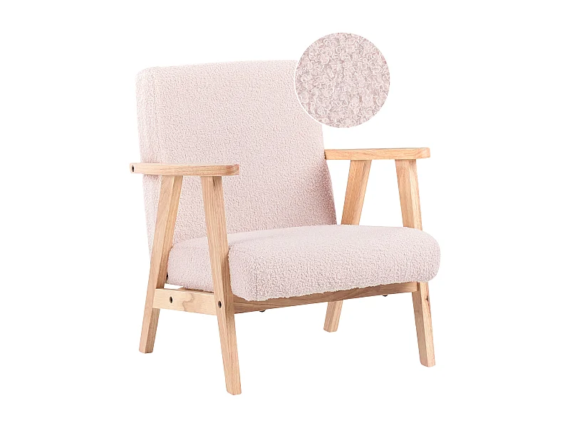 Fauteuil pour enfants LINDE Bouclé Rose pastel