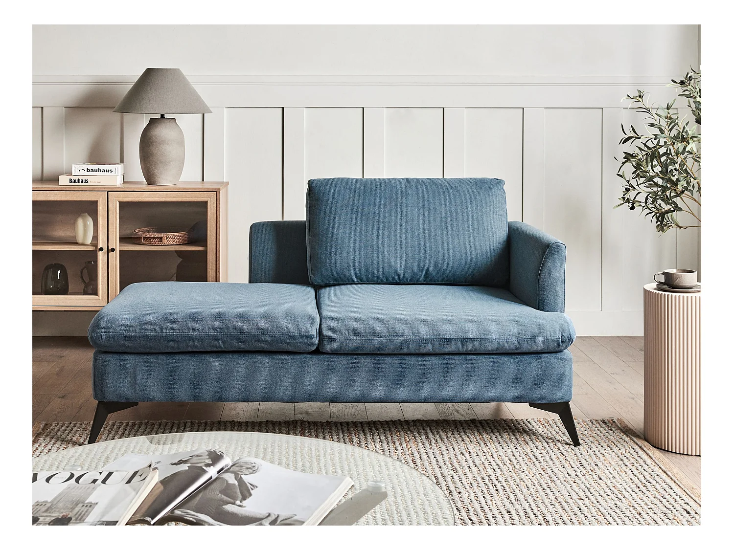 Chaise longue côté droit SIEVOZ Tissu Bleu