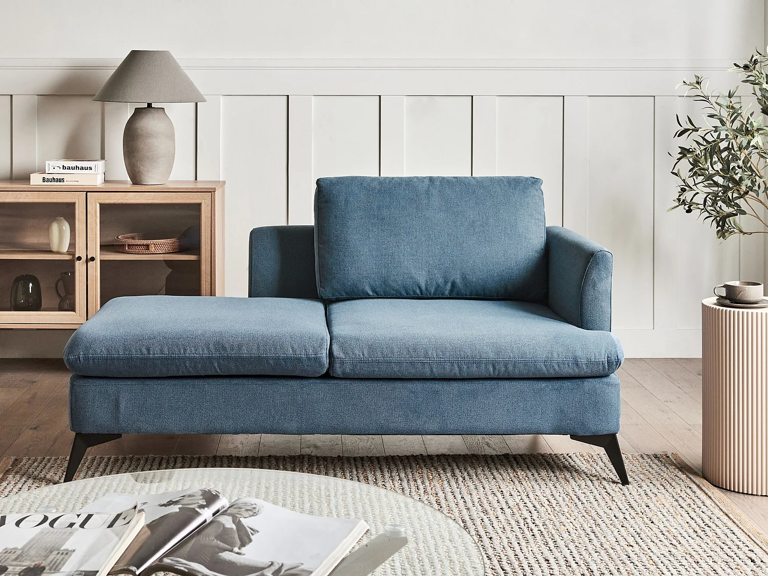 Chaise longue côté droit SIEVOZ Tissu Bleu