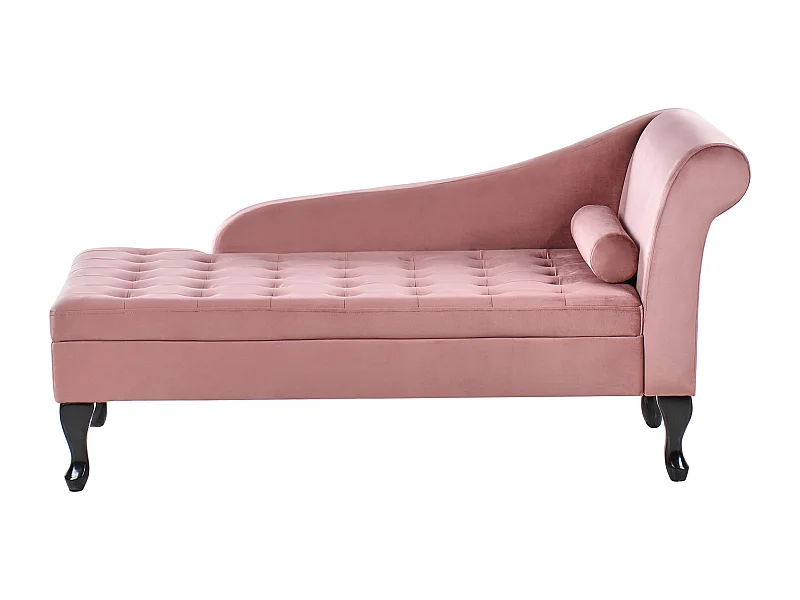 Chaise longue côté droit PESSAC Velours Rose avec rangement