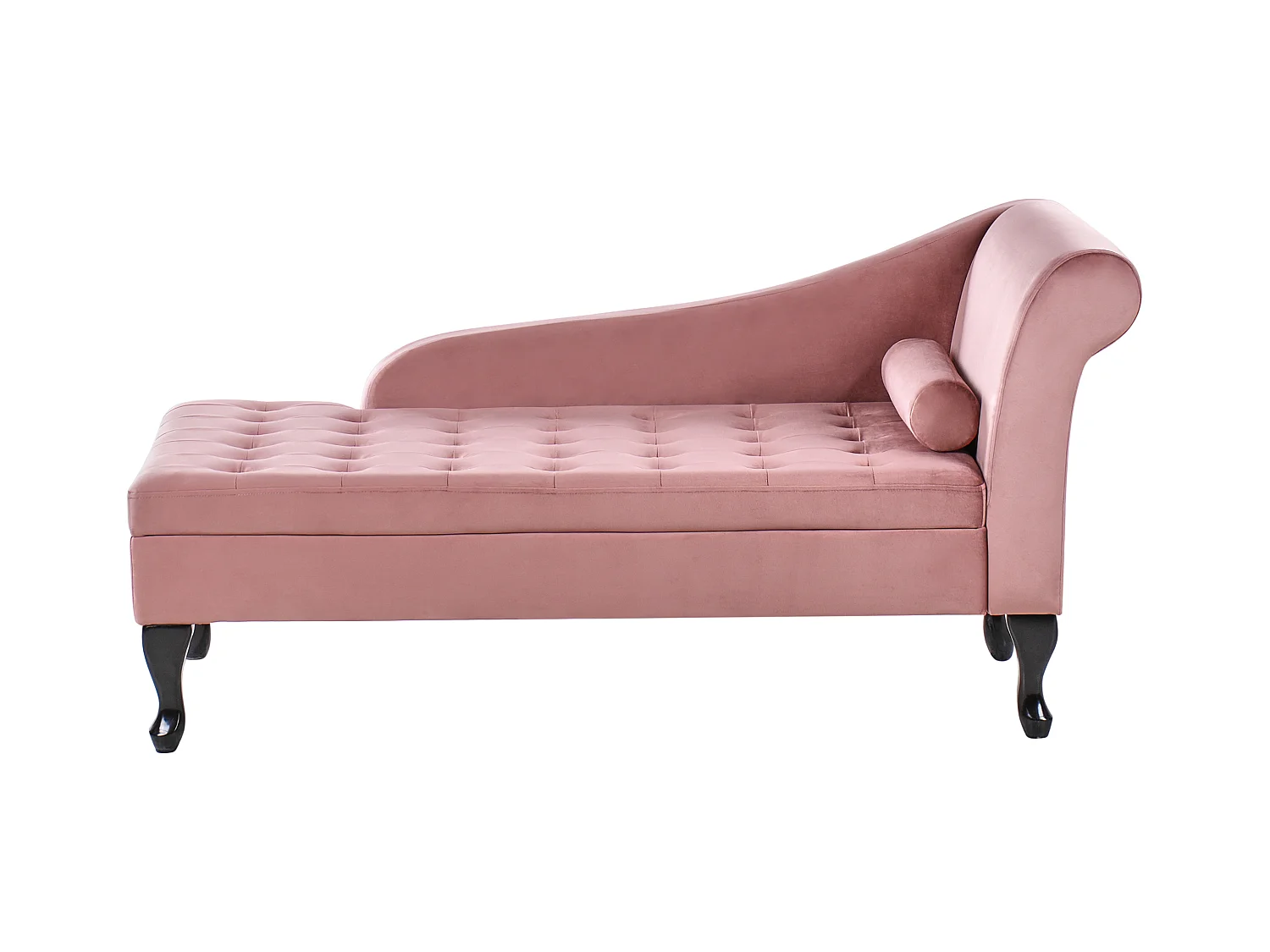 Rechtszijdige chaise longue PESSAC Fluweel Roze met opbergruimte