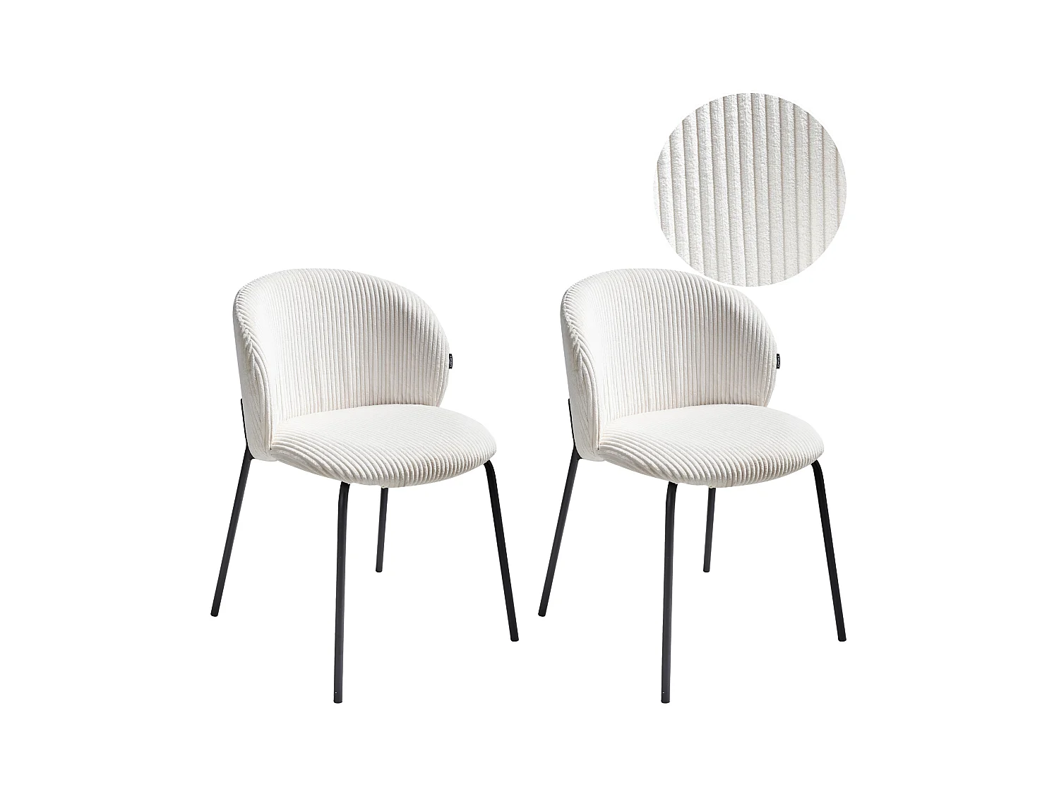 Set di 2 sedie da pranzo MILES Velluto a coste Bianco sporco