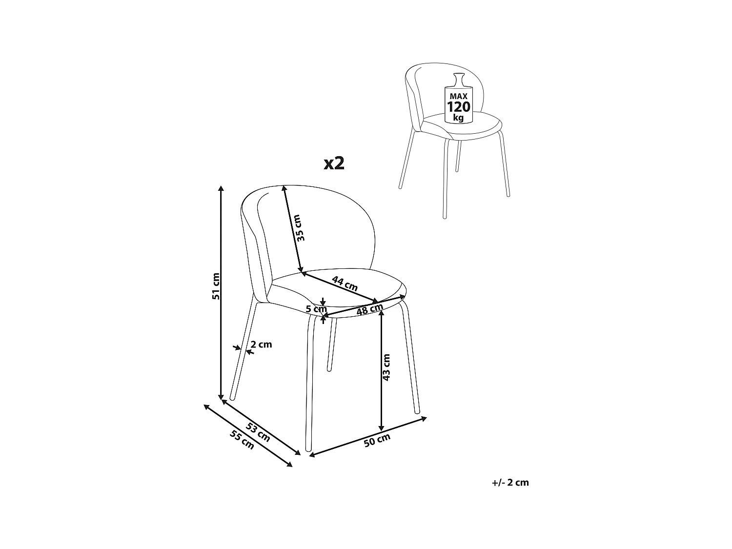 Set di 2 sedie da pranzo MILES Velluto a coste Bianco sporco
