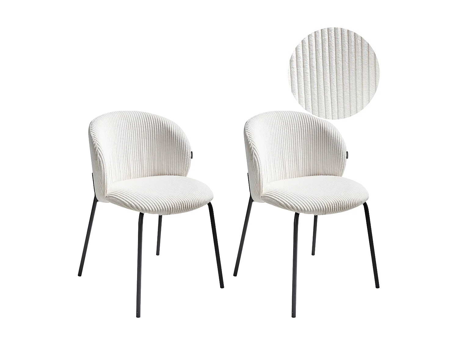 Lot de 2 chaises de salle à manger MILES Velours côtelé Blanc cassé