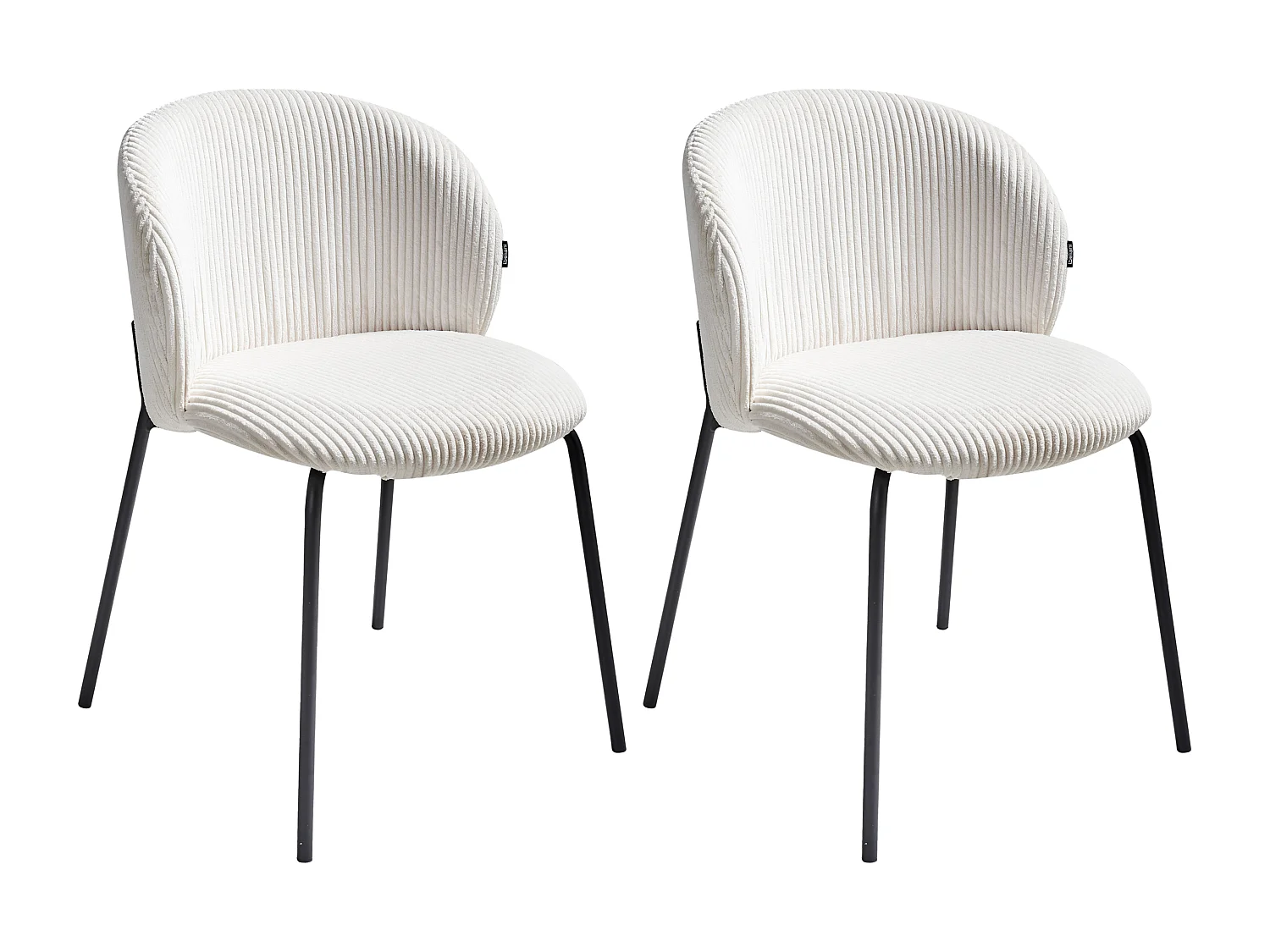 Lot de 2 chaises de salle à manger MILES Velours côtelé Blanc cassé