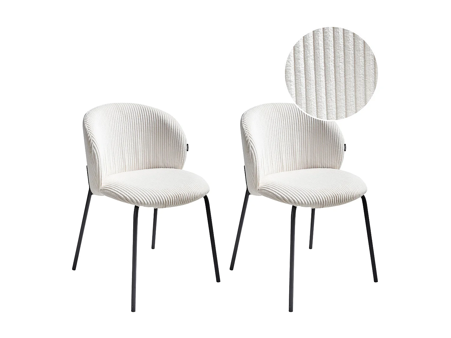 Lot de 2 chaises de salle à manger MILES Velours côtelé Blanc cassé
