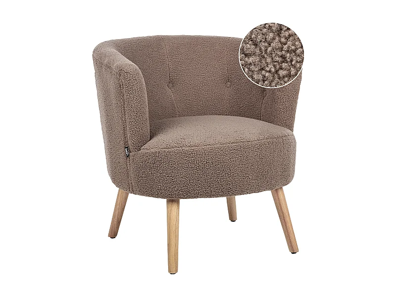 Fauteuil ODENZEN Bouclé Marron