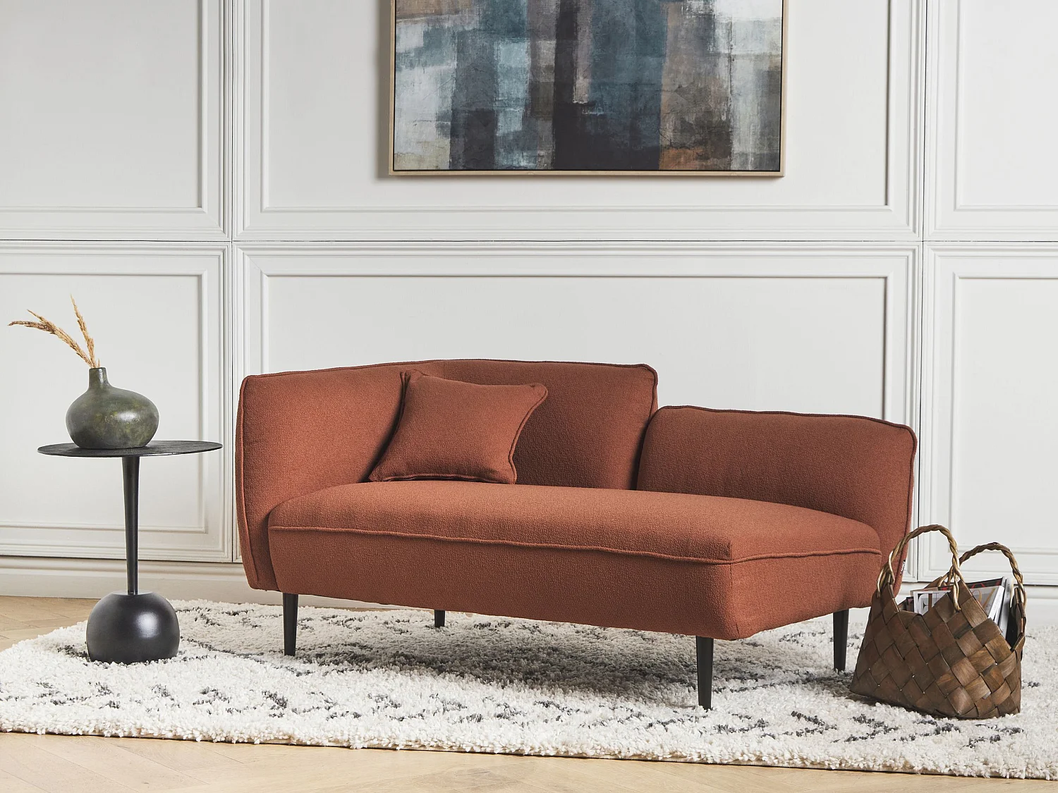 Linksseitige Chaiselounge CHEVANNES Bouclé Dunkelrot