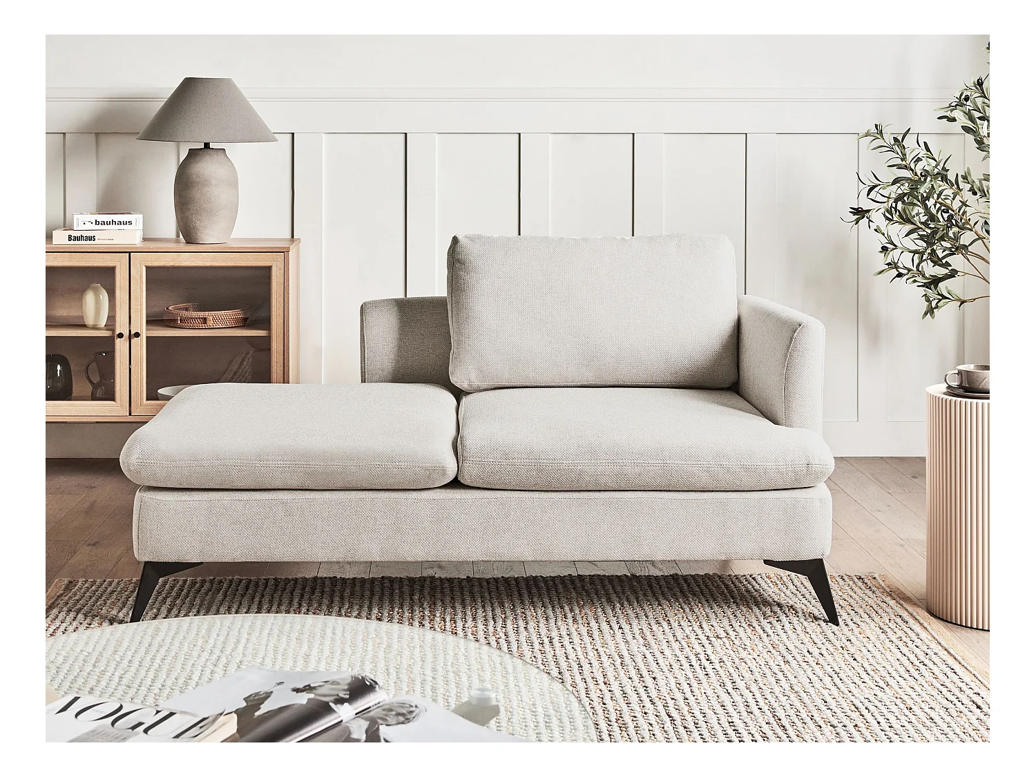 Chaise longue côté droit SIEVOZ Tissu Beige clair