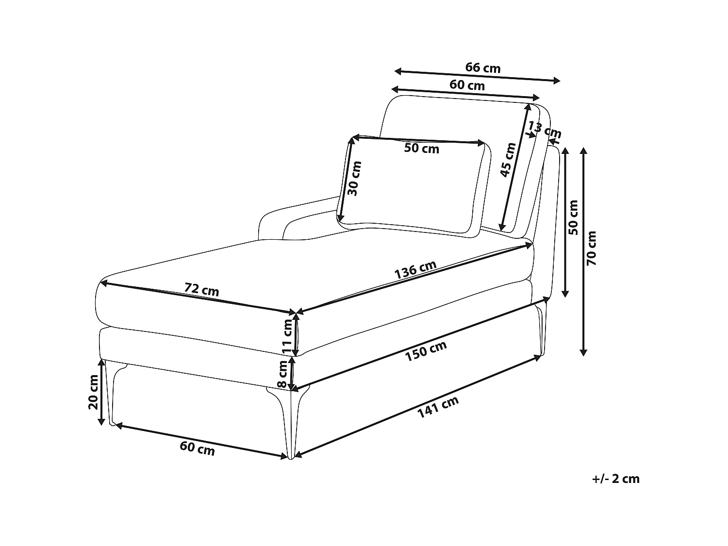 Chaise longue côté droit EWRON Tissu Vert