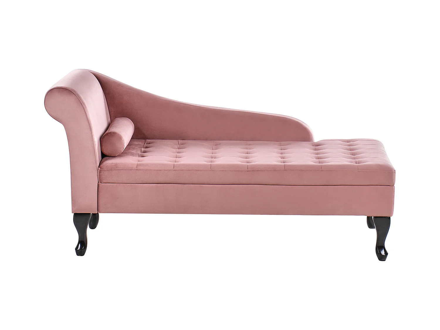 Linksseitige Chaiselounge PESSAC Samtstoff Rosa mit Stauraum