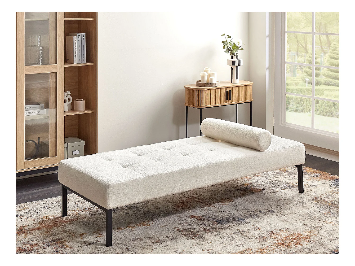 Chaise longue CHINON Bouclé Blanc