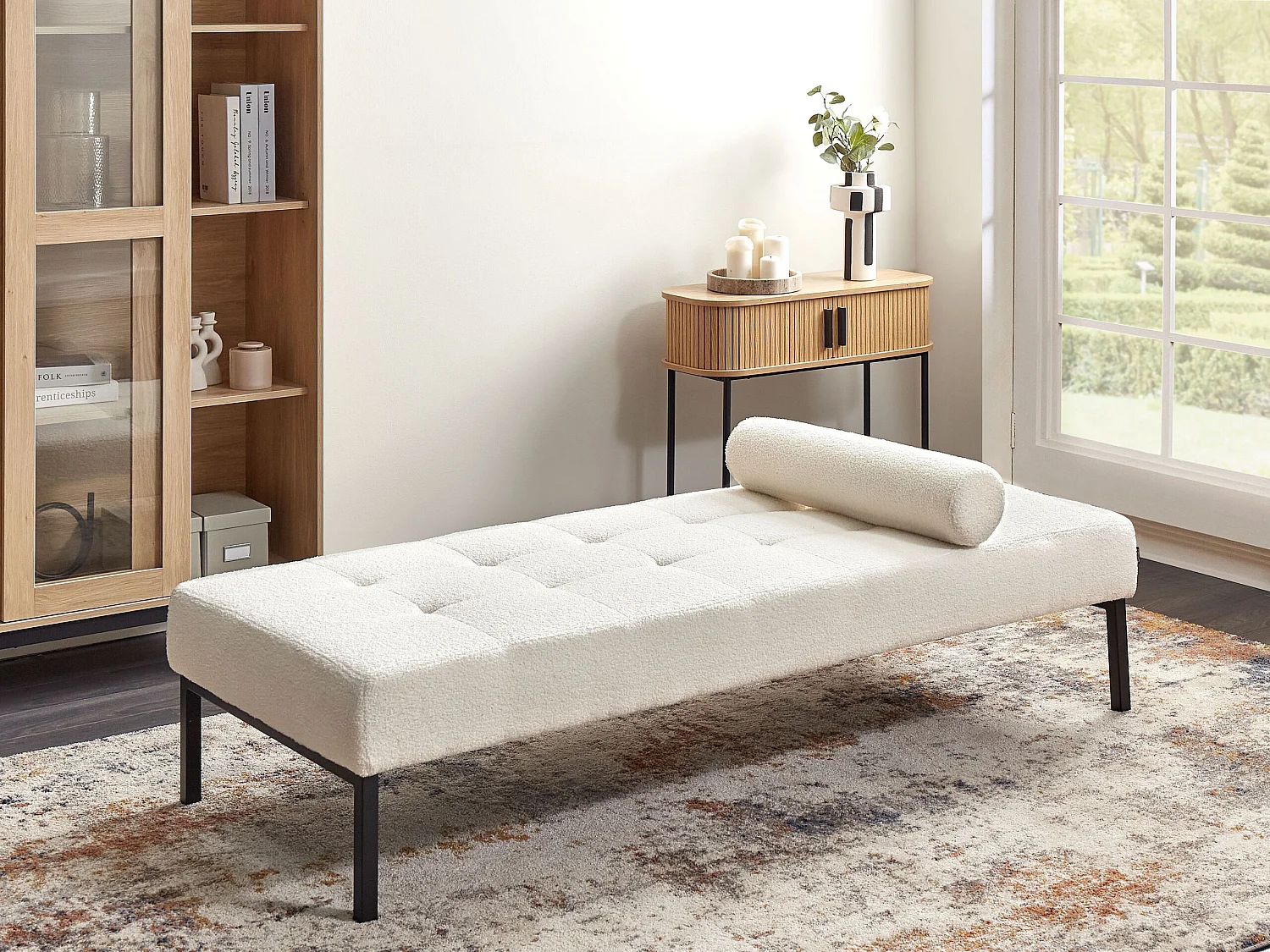 Chaiselongue CHINON Bouclé Weiss