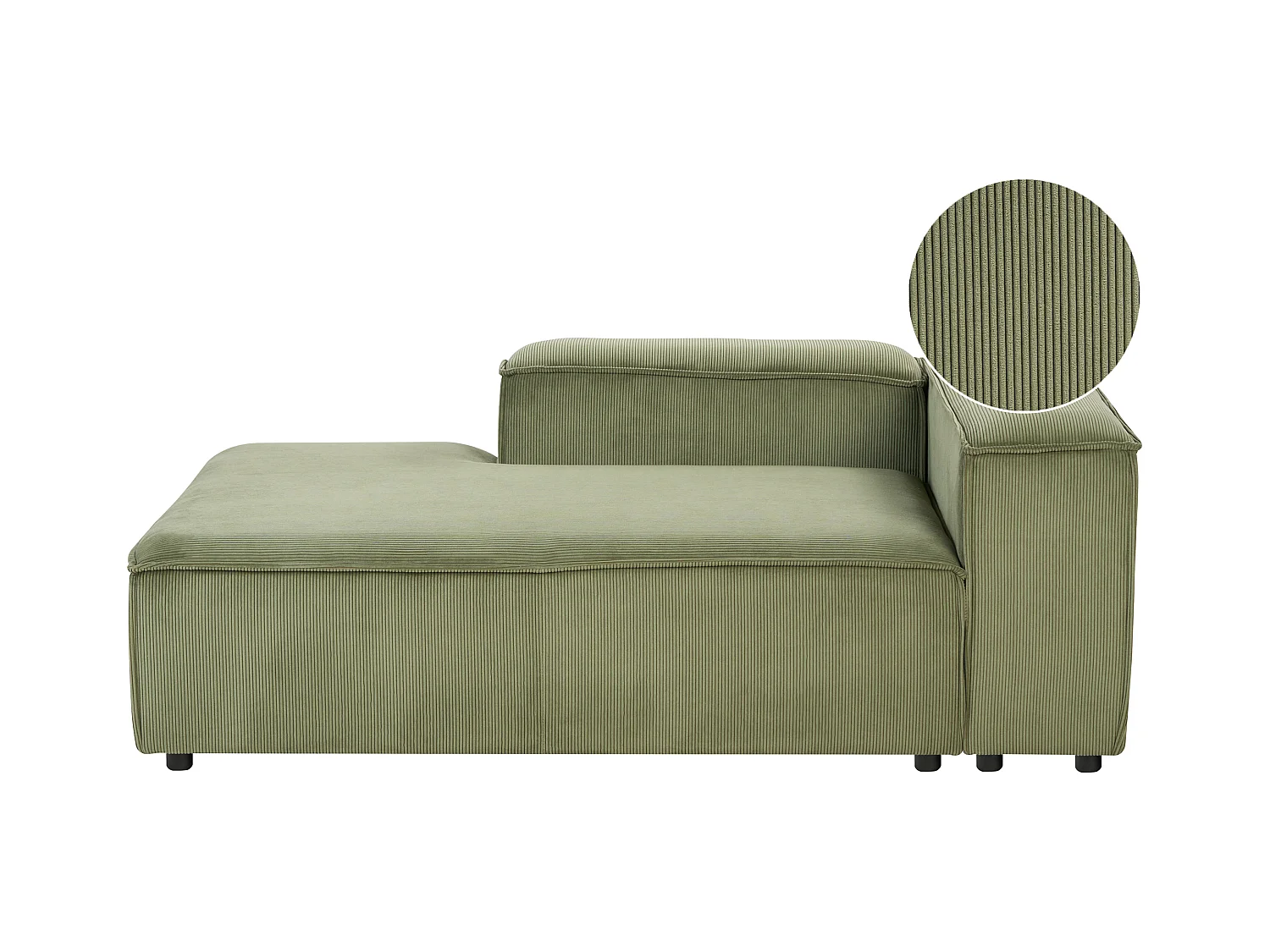 Chaise longue côté droit ARDAL Velours côtelé Vert