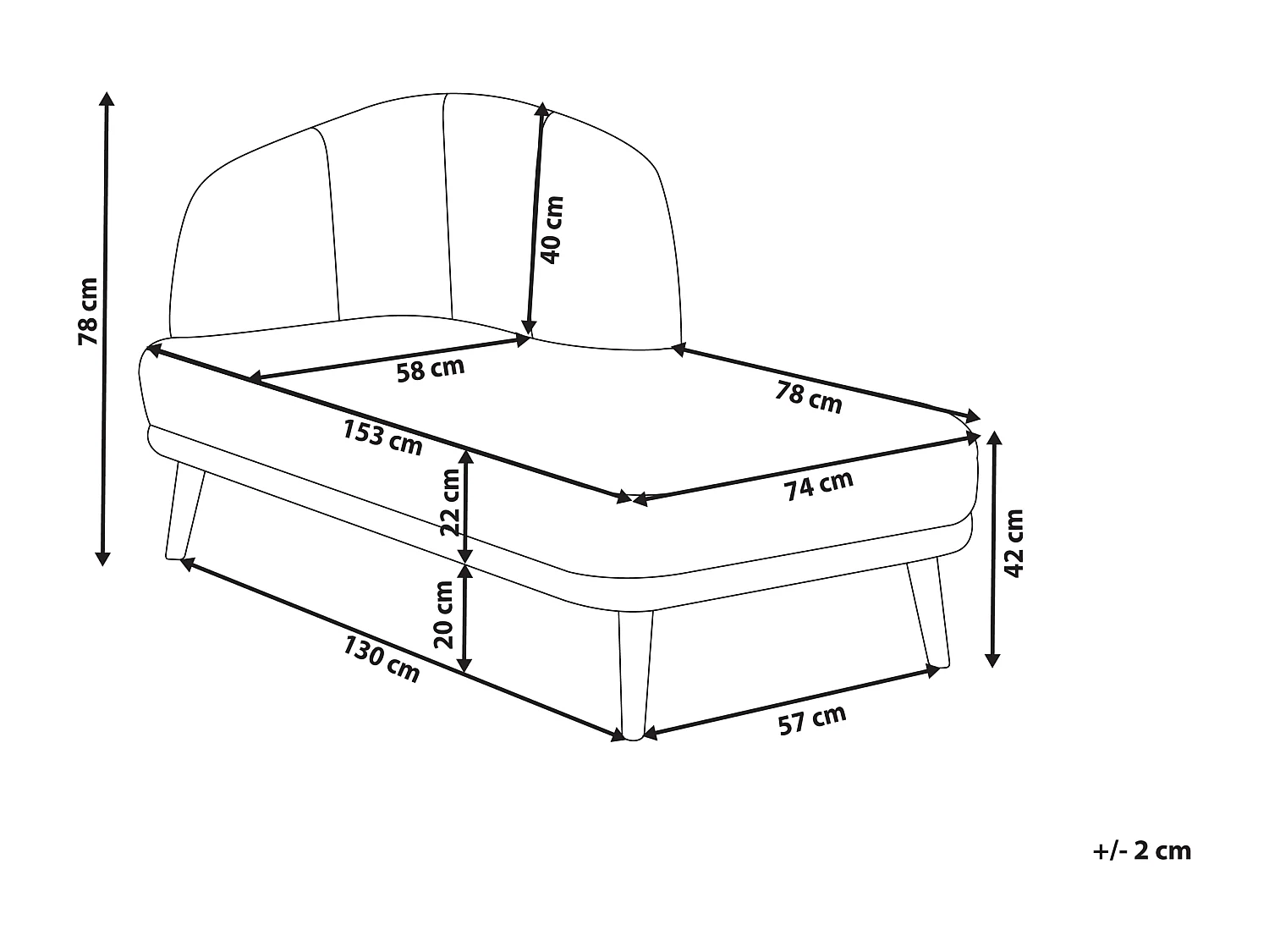 Chaise longue côté droite TANLAY Tissu Beige clair