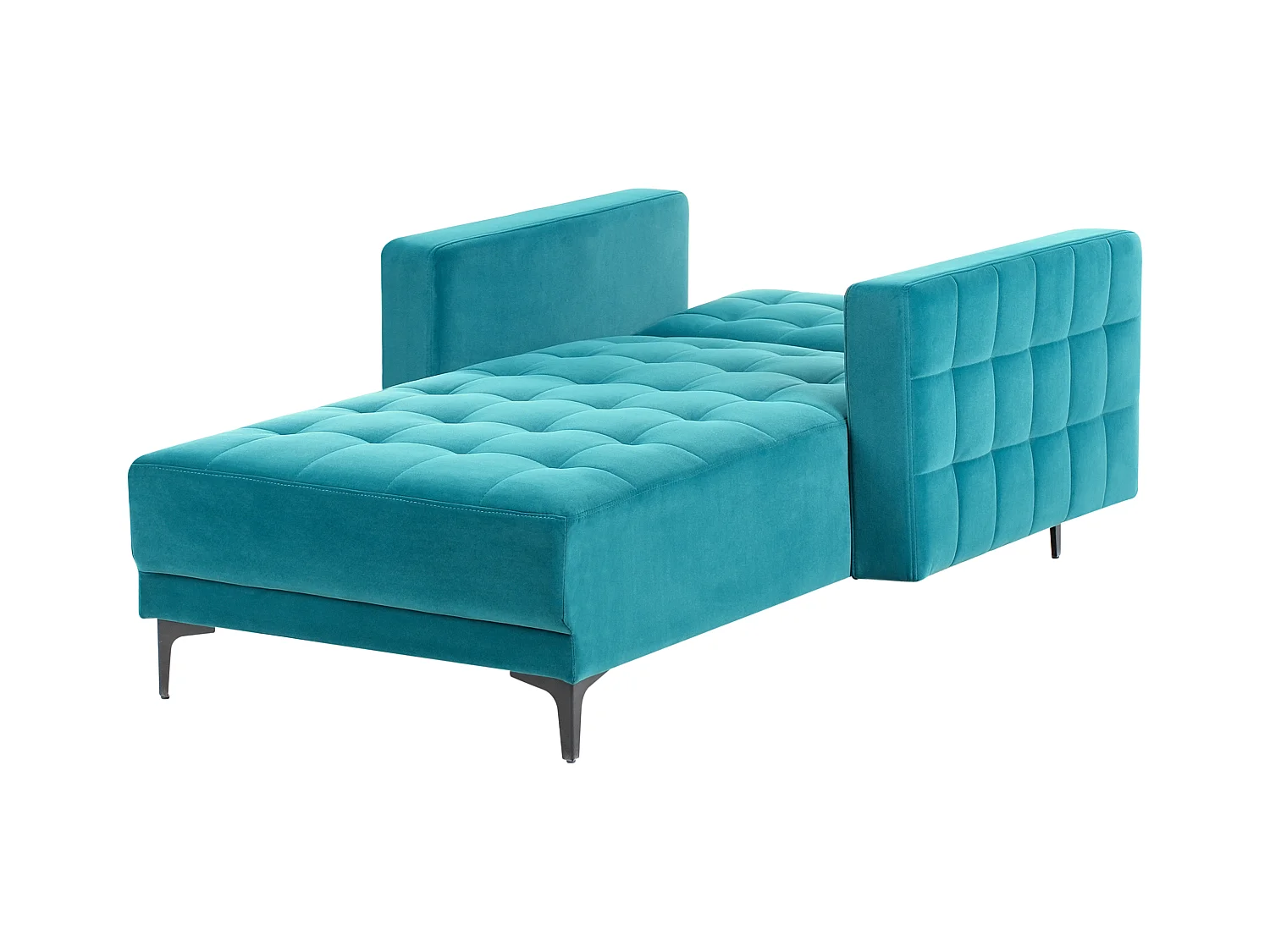 Chaiselongue Samt see blau mit Schlaffunktion Metallgestell schwarz Aberdeen