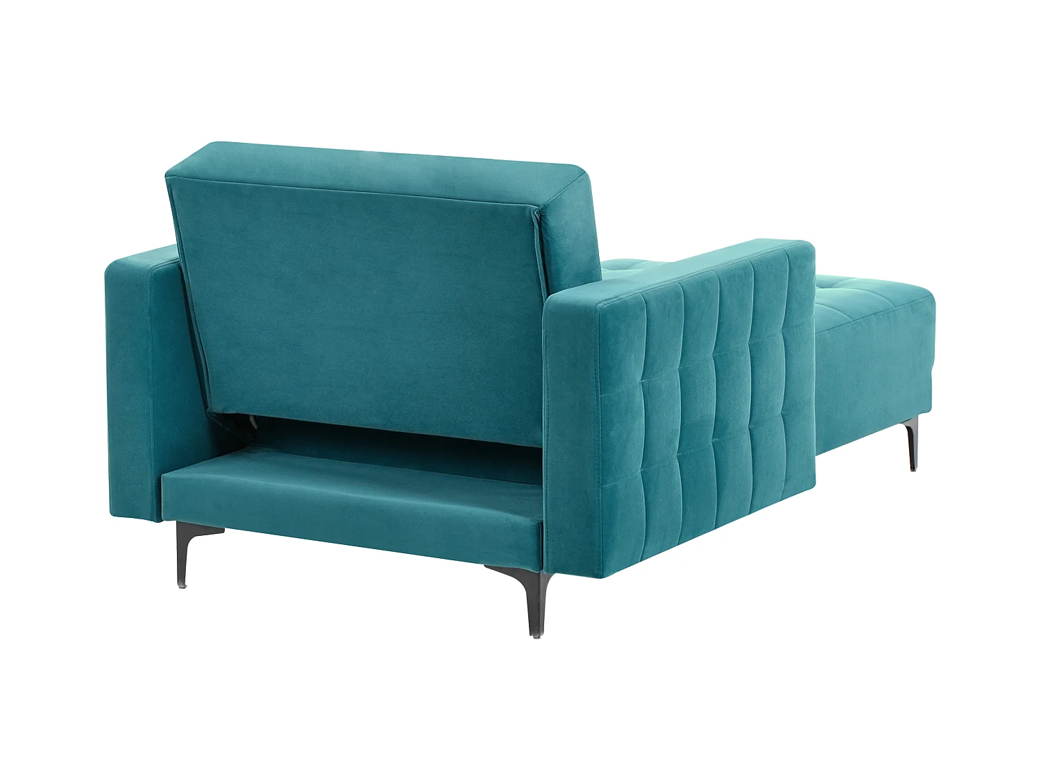 Chaiselongue Samt see blau mit Schlaffunktion Metallgestell schwarz Aberdeen