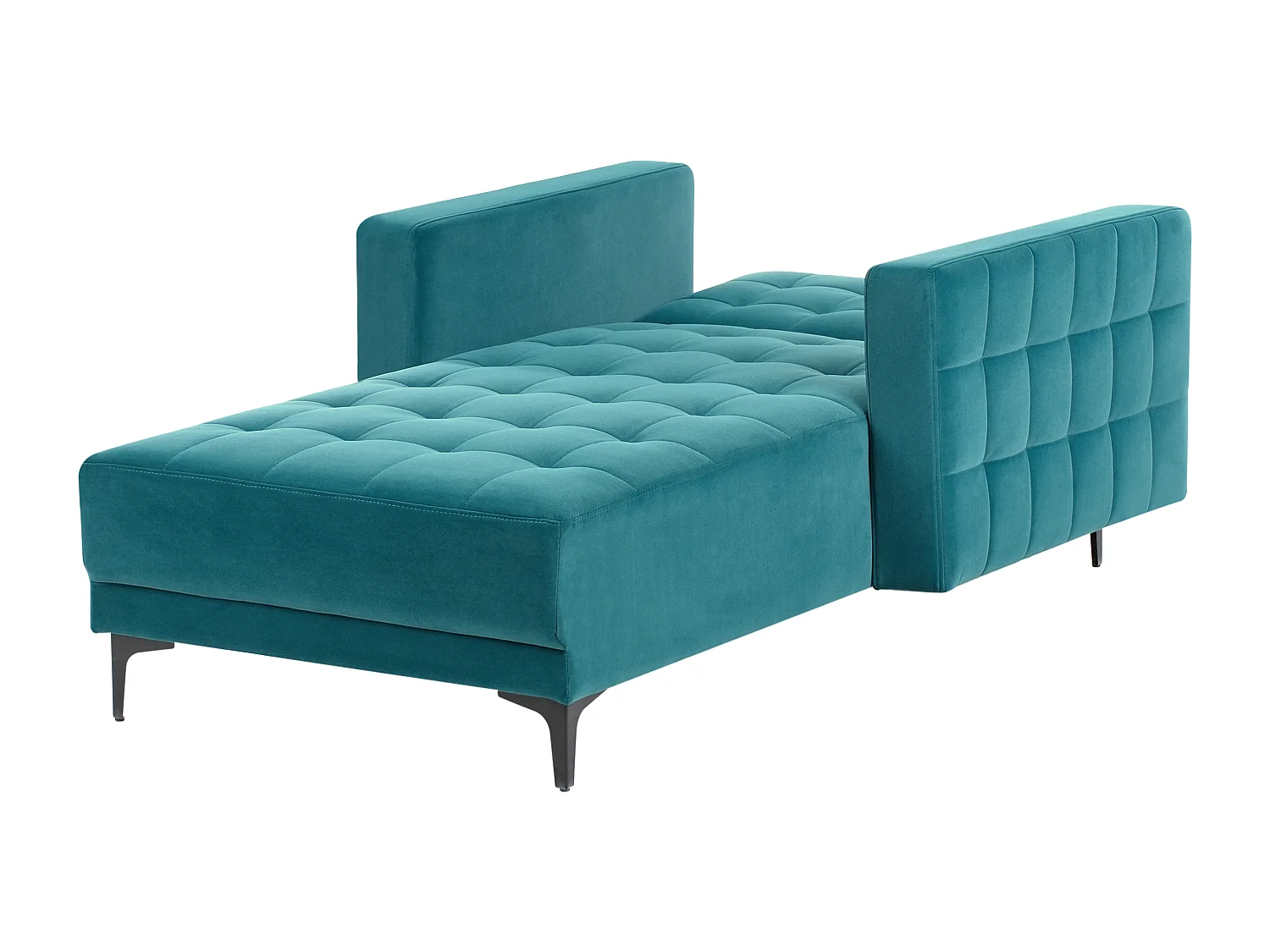 Chaiselongue Samt see blau mit Schlaffunktion Metallgestell schwarz Aberdeen