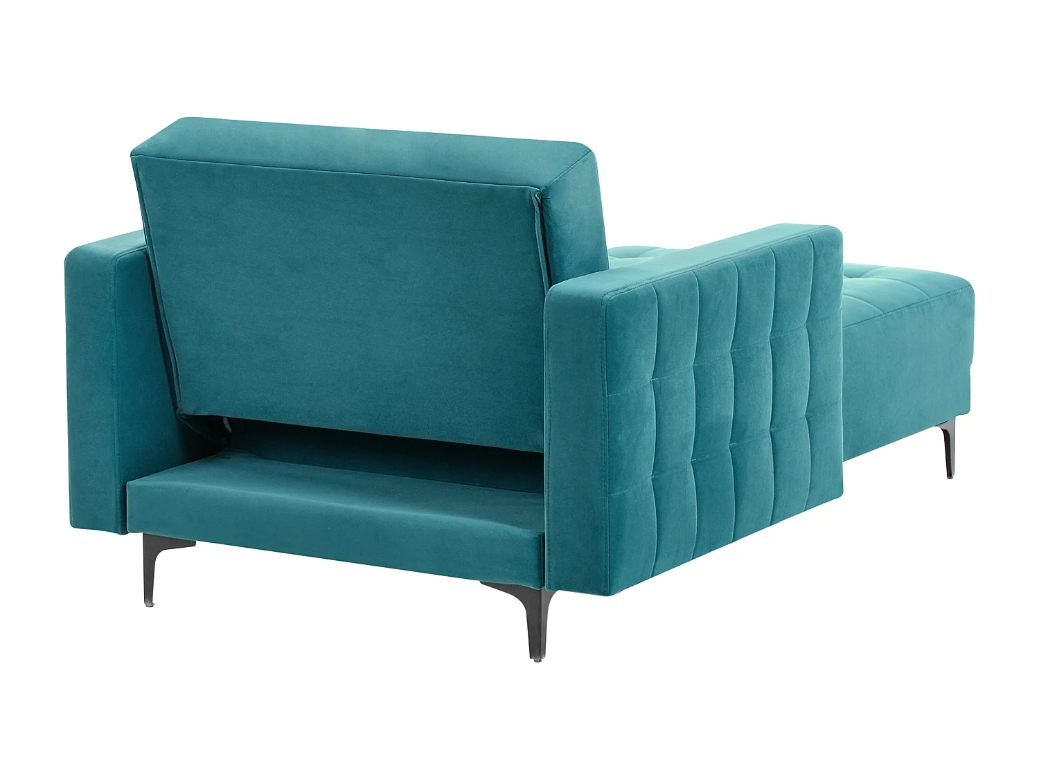 Chaiselongue Samt see blau mit Schlaffunktion Metallgestell schwarz Aberdeen