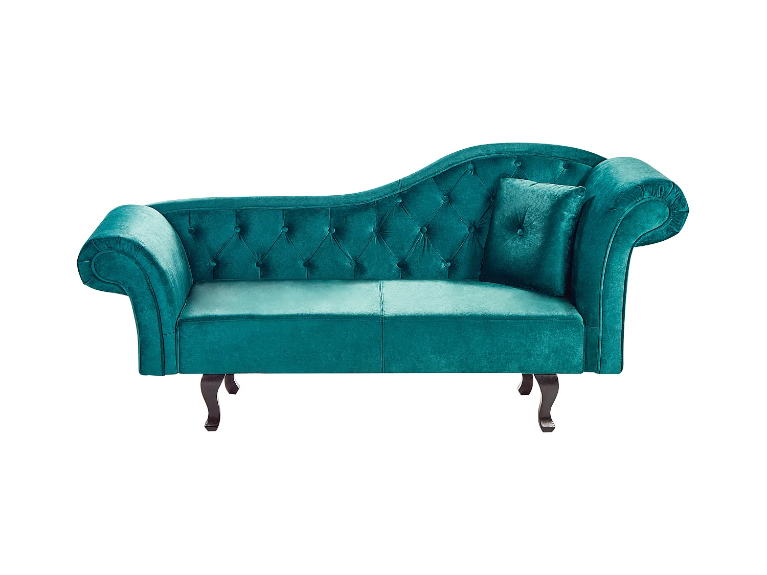 Chaise longue côté droit LATTES Velours Vert émeraude avec coussin