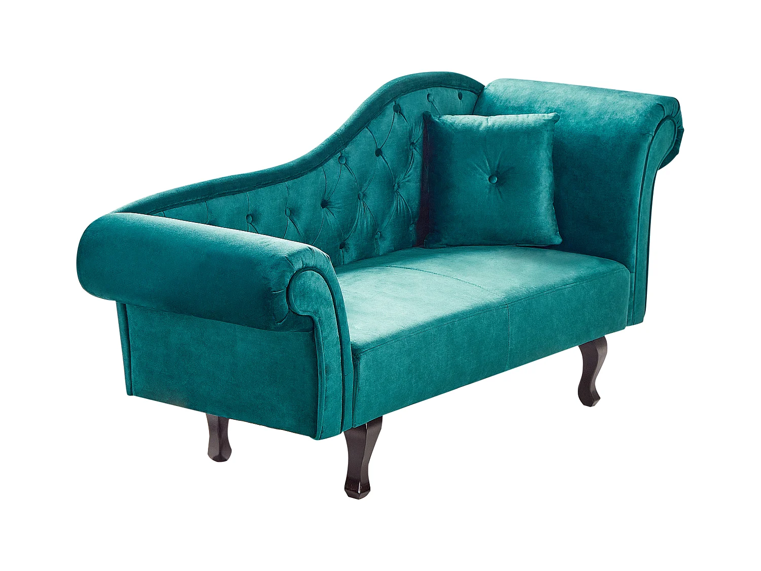 Chaiselongue Samt grün rechts gesteppt mit Kissen Chesterfield-Stil Lattes II