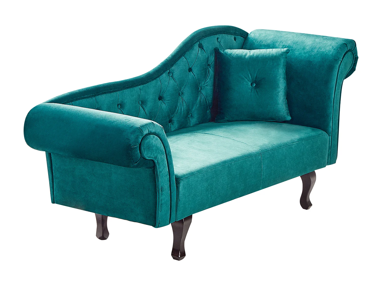 Chaise longue côté droit LATTES II Velours Vert émeraude avec coussin