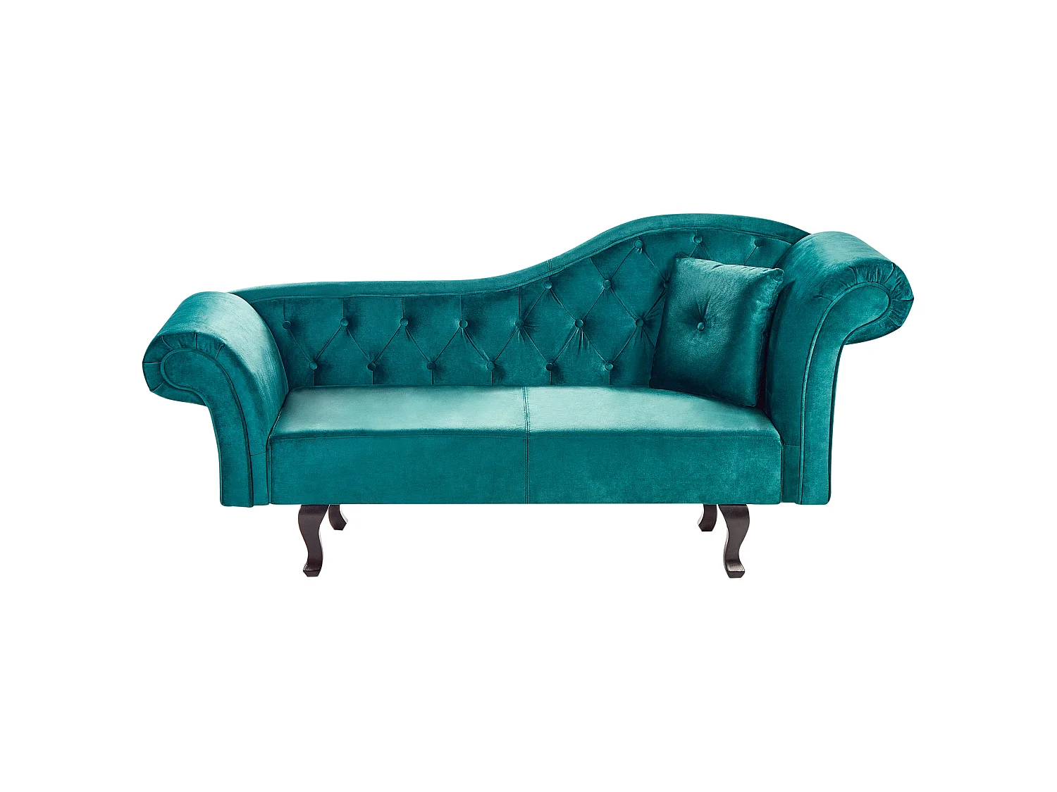 Right-Hand Chaise Longue LATTES II Velvet Emerald Green with Cushion