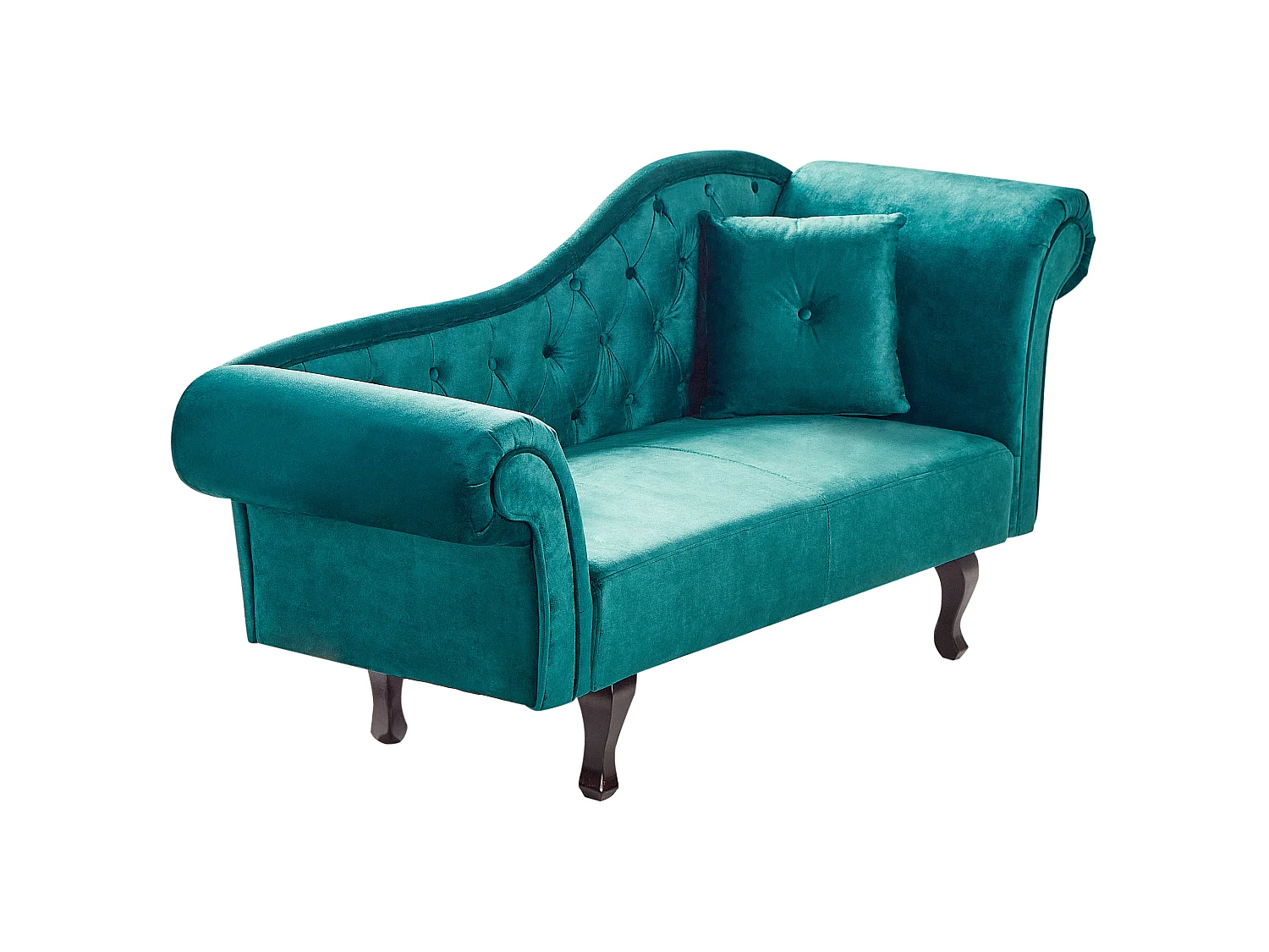 Right-Hand Chaise Longue LATTES II Velvet Emerald Green with Cushion