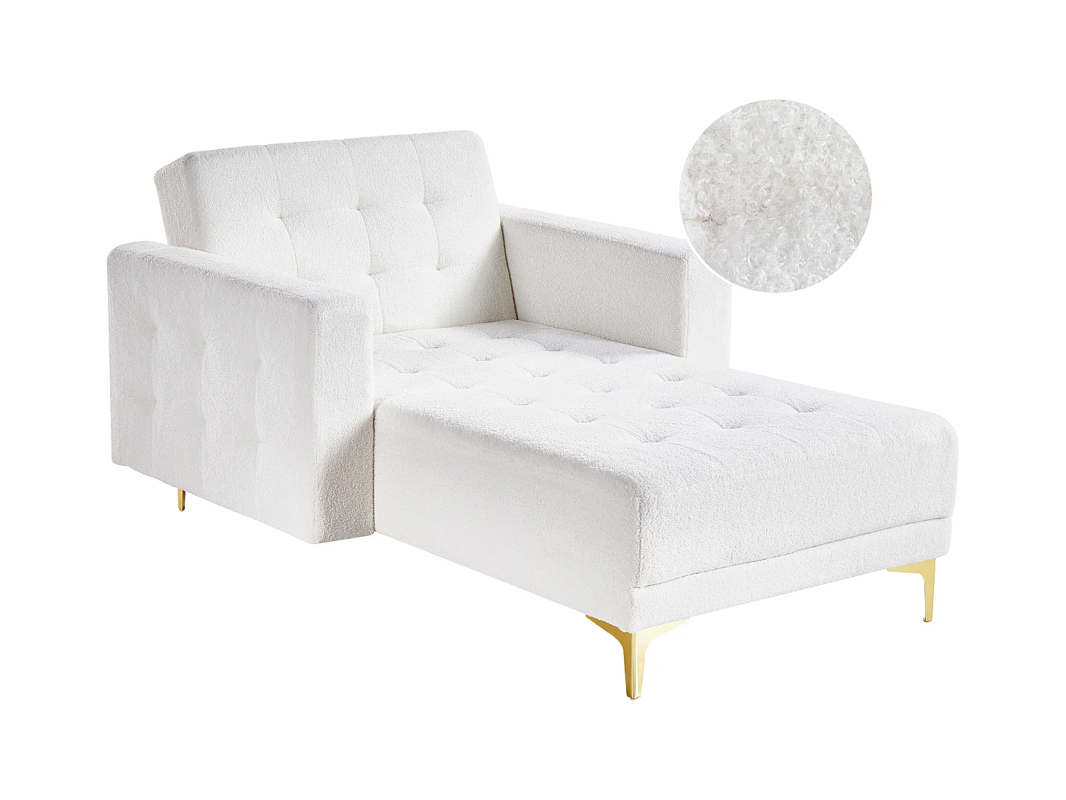Chaise longue ABERDEEN Bouclé Blanc cassé