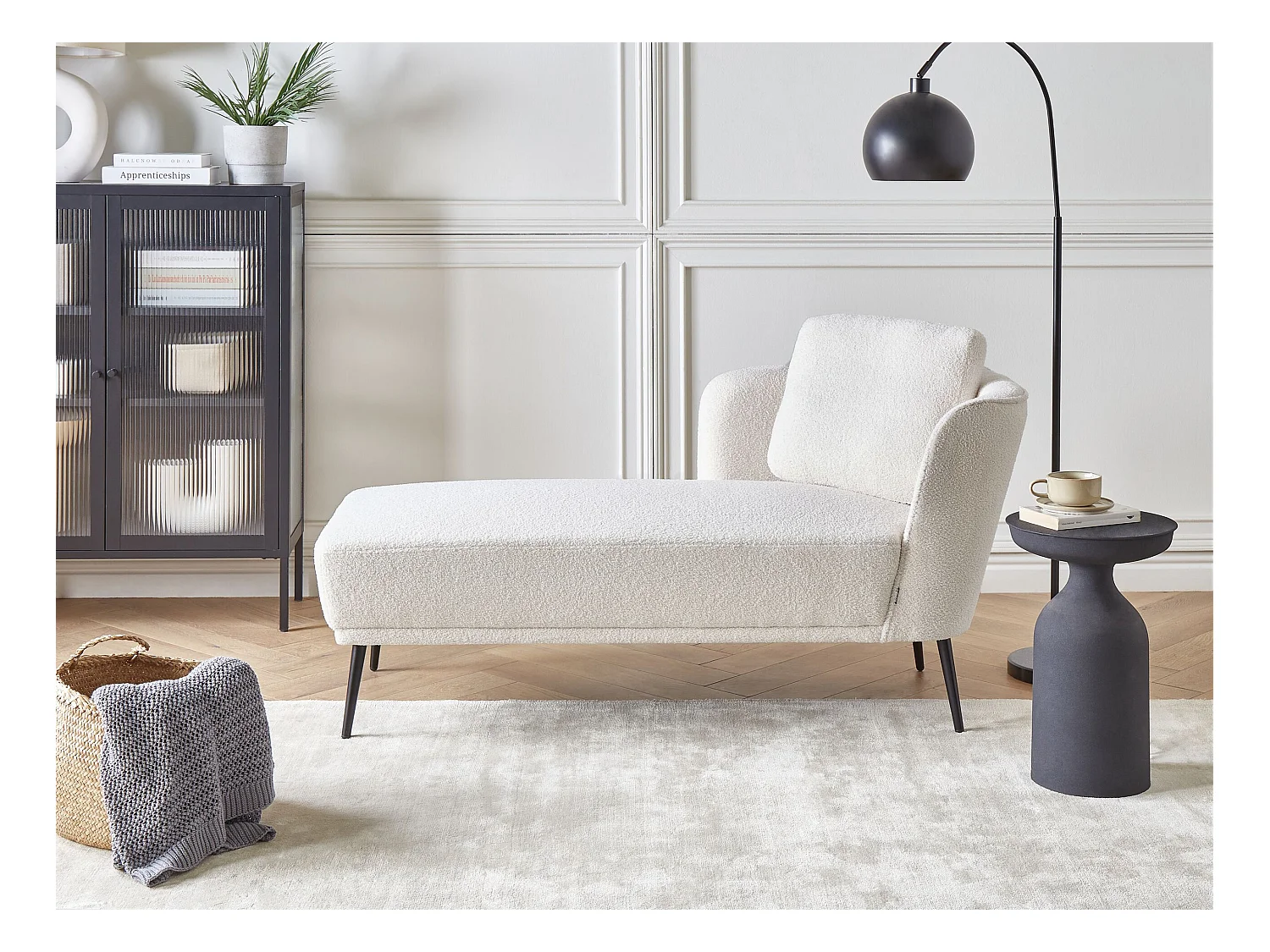 Chaise longue côté droit ARTHEZE Bouclé Blanc cassé