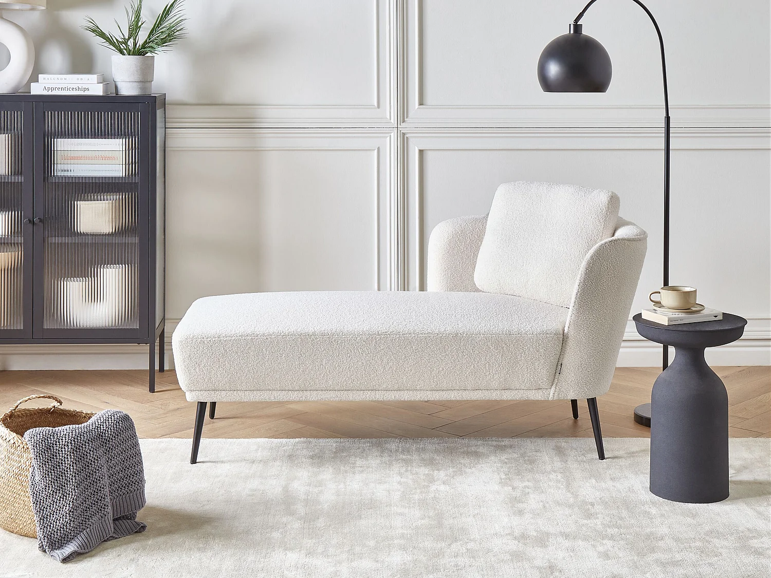 Chaise longue côté droit ARTHEZE Bouclé Blanc cassé