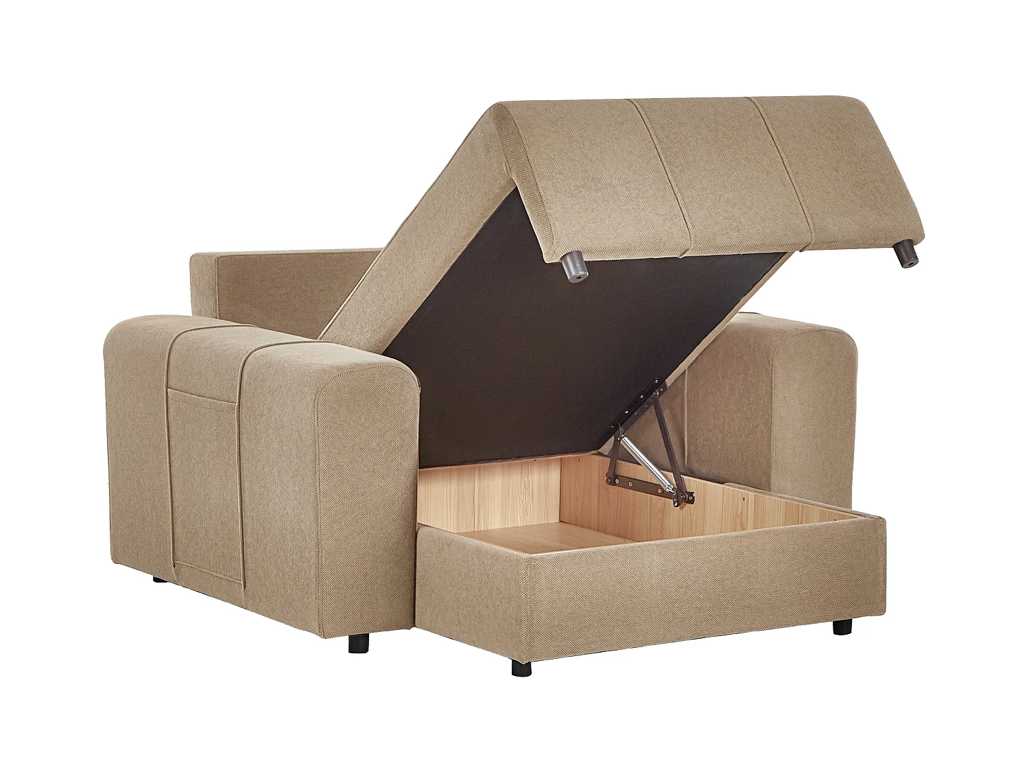 Chaise longue INNVIK Tela Marrón con almacenaje
