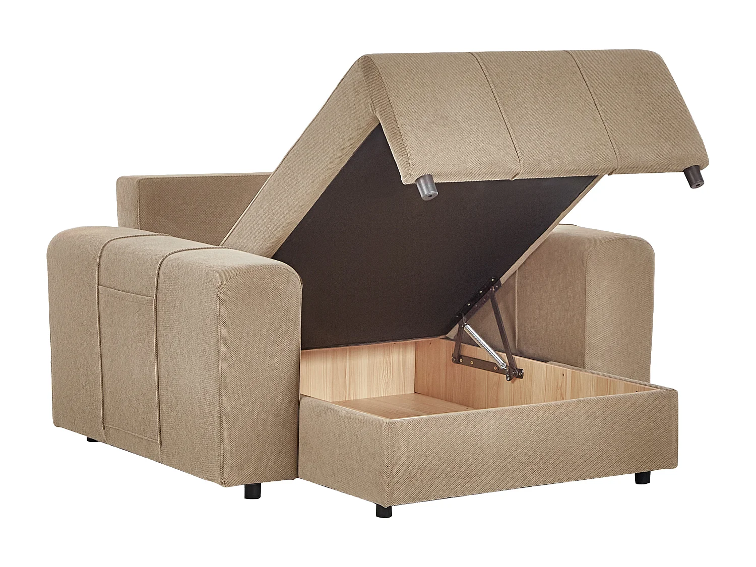 Chaiselongue INNVIK Stoff Braun mit Stauraum