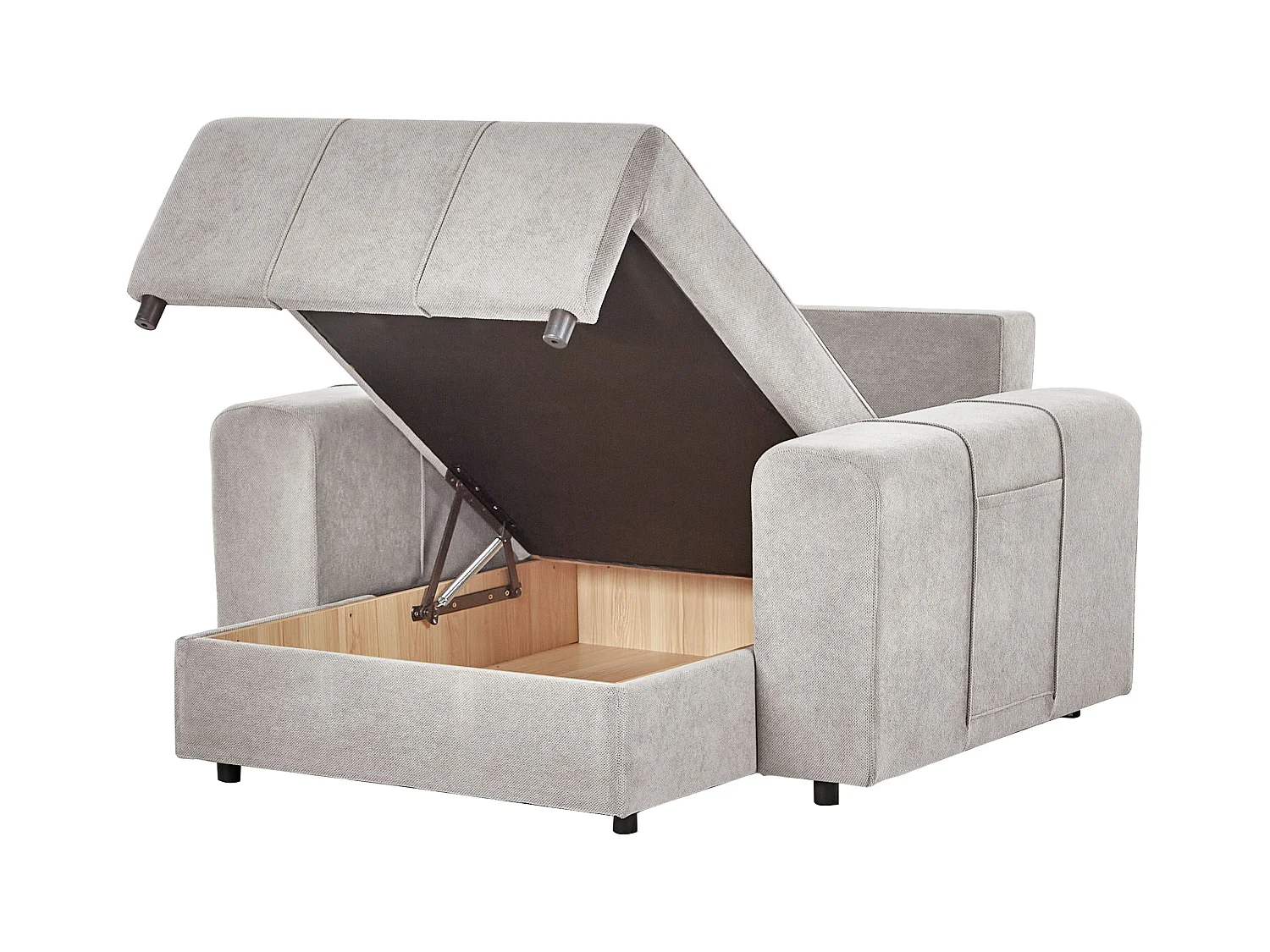 Chaiselongue Stoff hell grau gepolstert mit Stauraum Récamiere Innvik